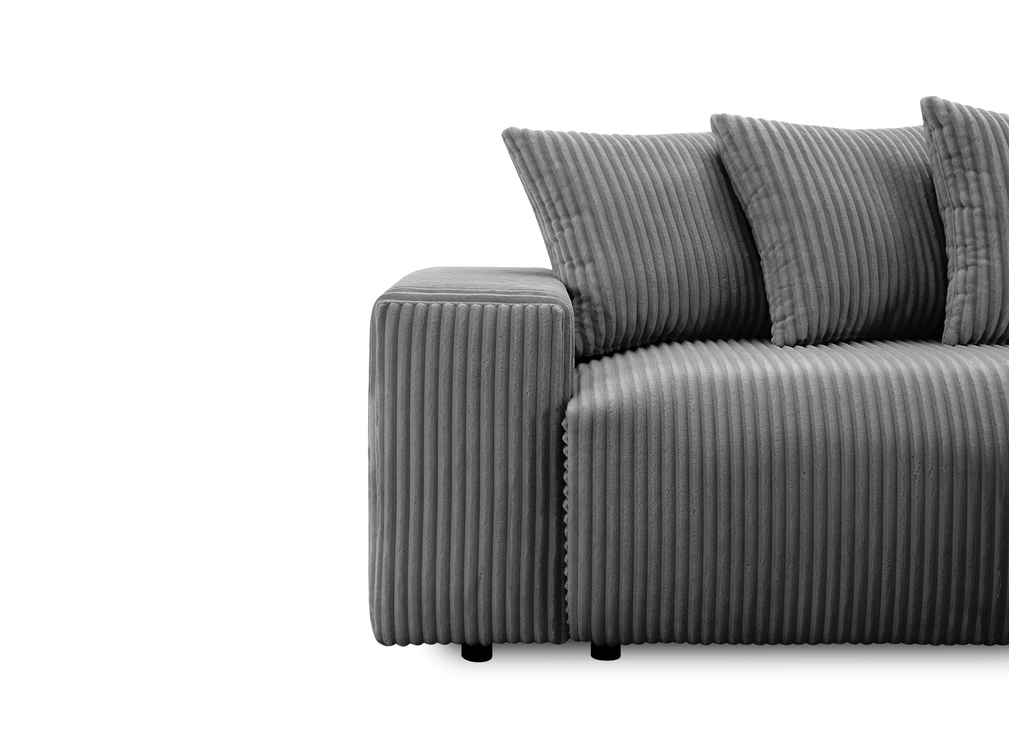 Sofá cama esquinero reversible NOELIA con almacenaje en pana gris gruesa