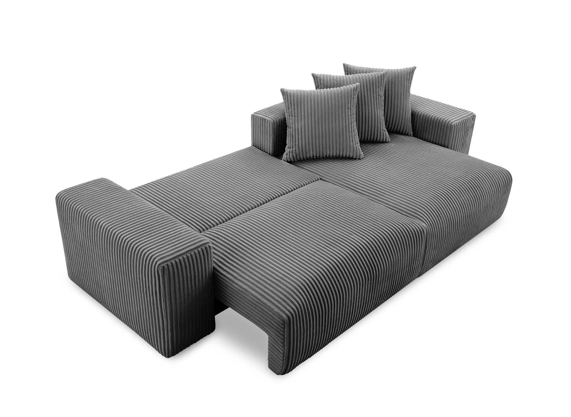 Sofá cama esquinero reversible NOELIA con almacenaje en pana gris gruesa