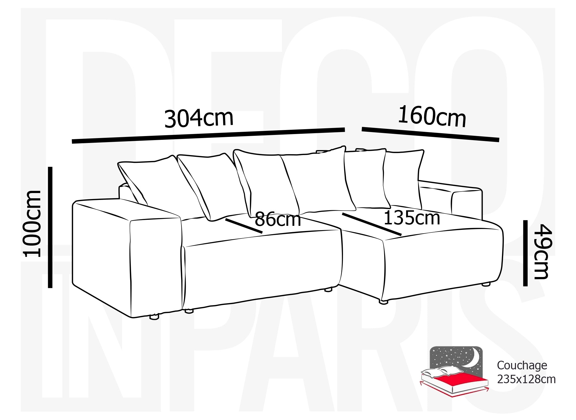 Sofá cama esquinero reversible NOELIA con almacenaje en pana gruesa color beige