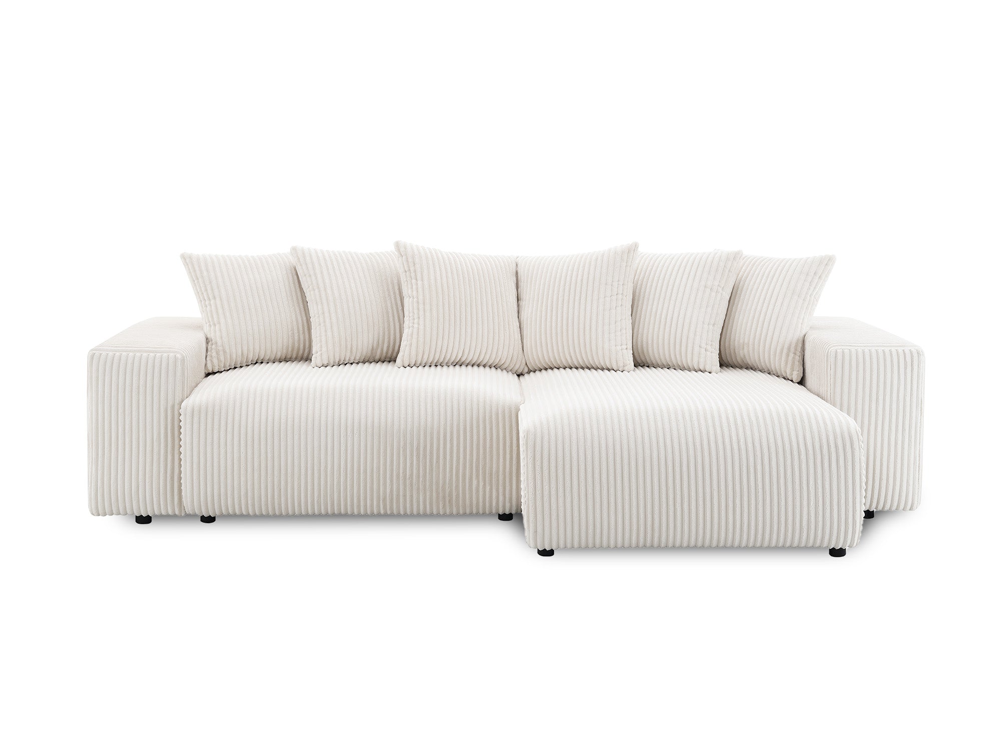 Sofá cama esquinero reversible NOELIA con almacenaje en pana gruesa color beige