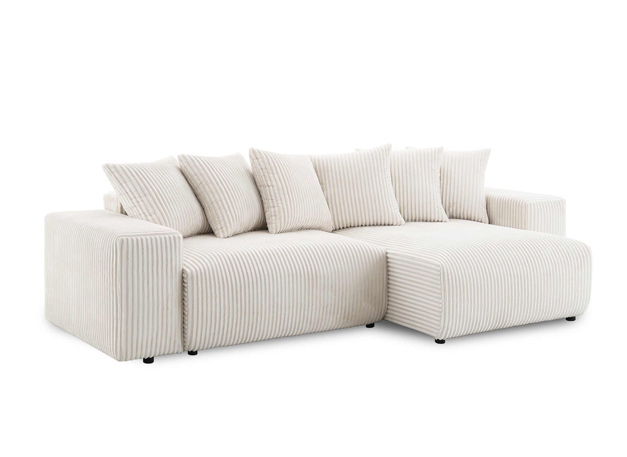 Sofá cama esquinero reversible NOELIA con almacenaje en pana gruesa color beige