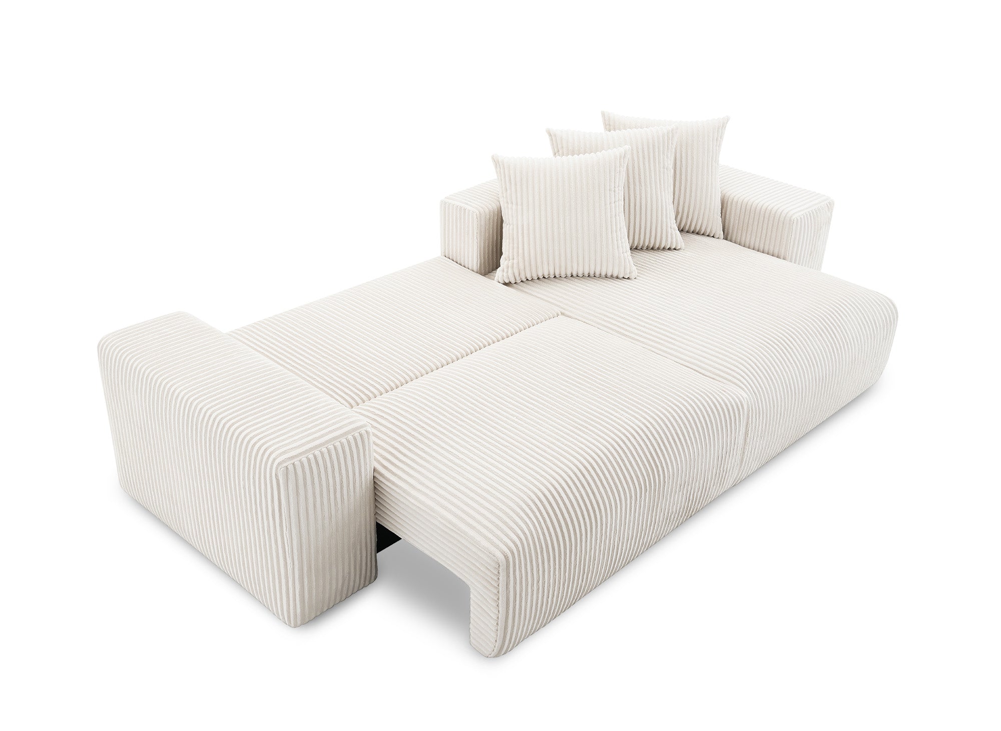 Sofá cama esquinero reversible NOELIA con almacenaje en pana gruesa color beige