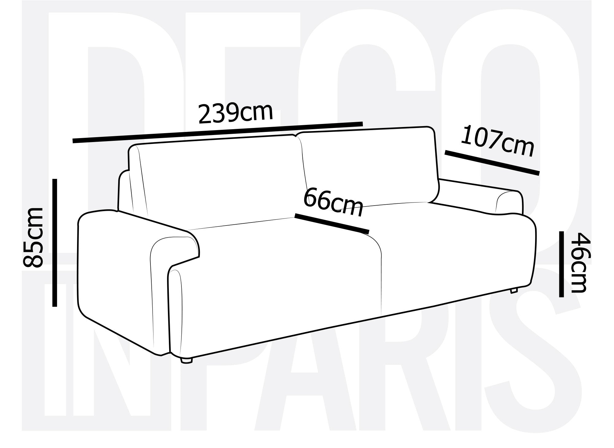 Sofá cama MILO con almacenaje en pana gruesa color beige