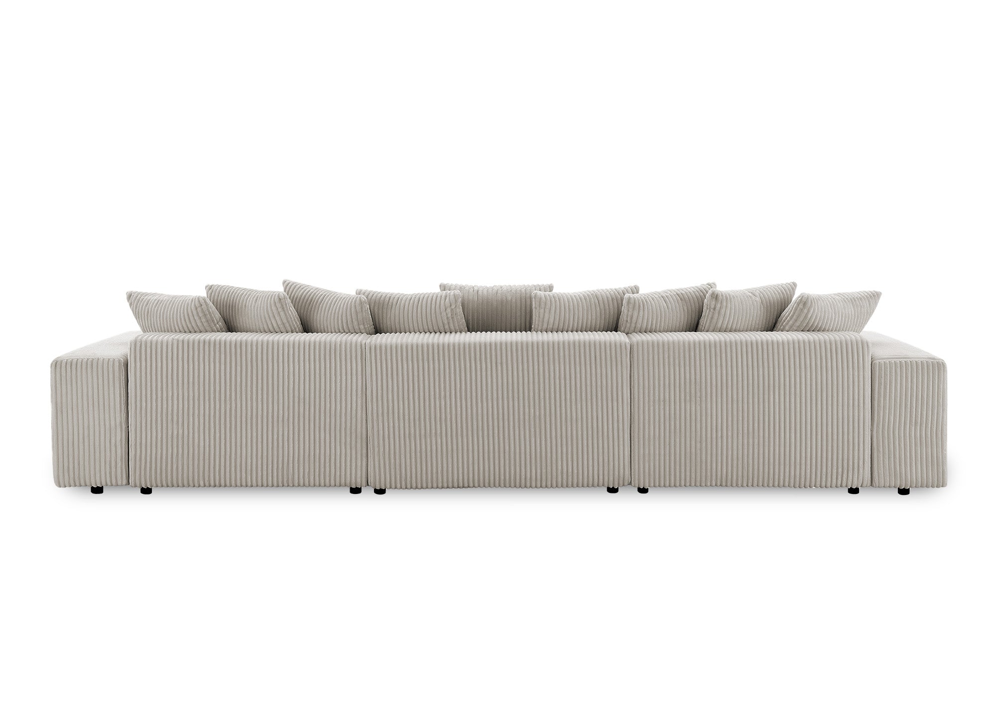 Sofá cama panorámico reversible NOELIA con almacenaje en pana gruesa color topo