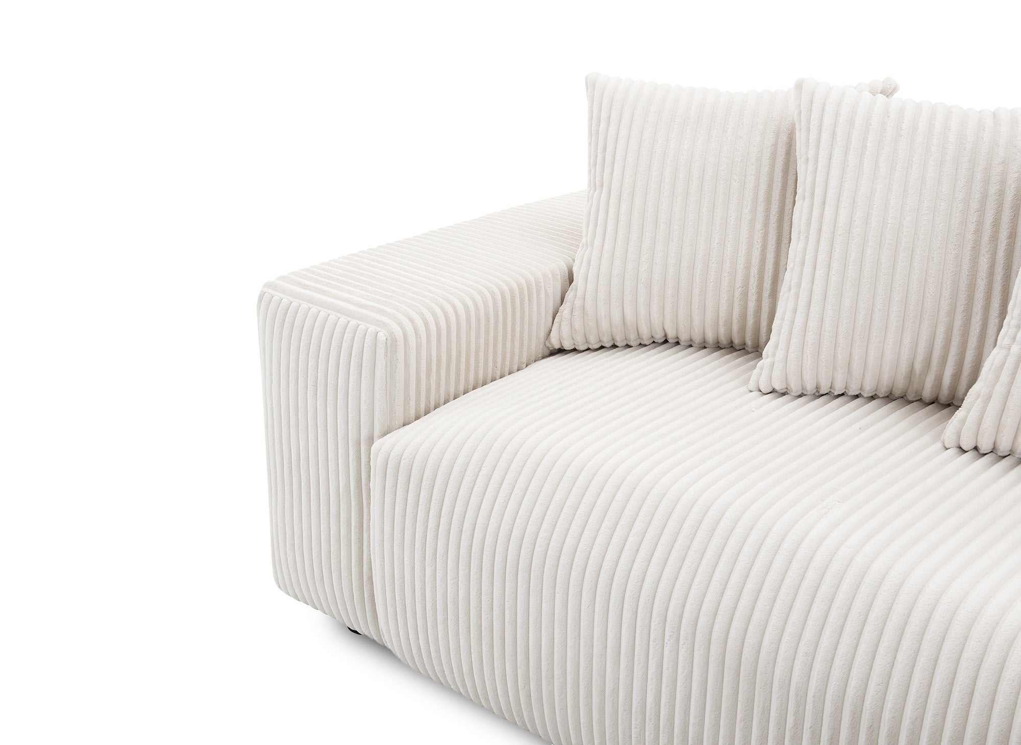 Sofá cama panorámico reversible NOELIA con almacenaje en pana gruesa color beige