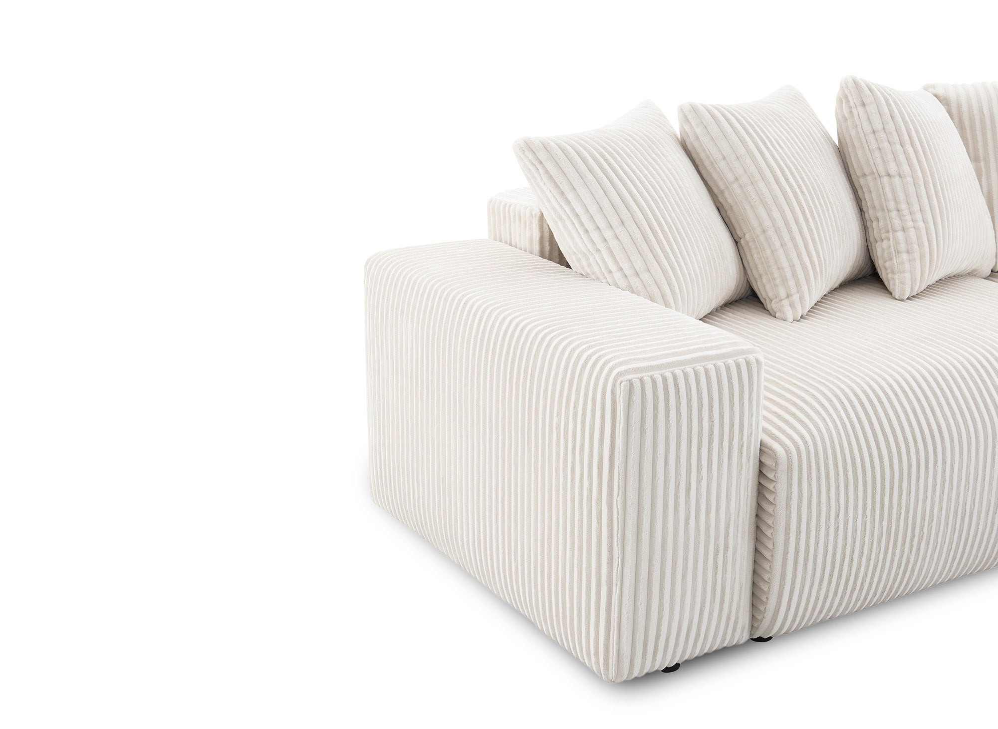 Sofá cama panorámico reversible NOELIA con almacenaje en pana gruesa color beige