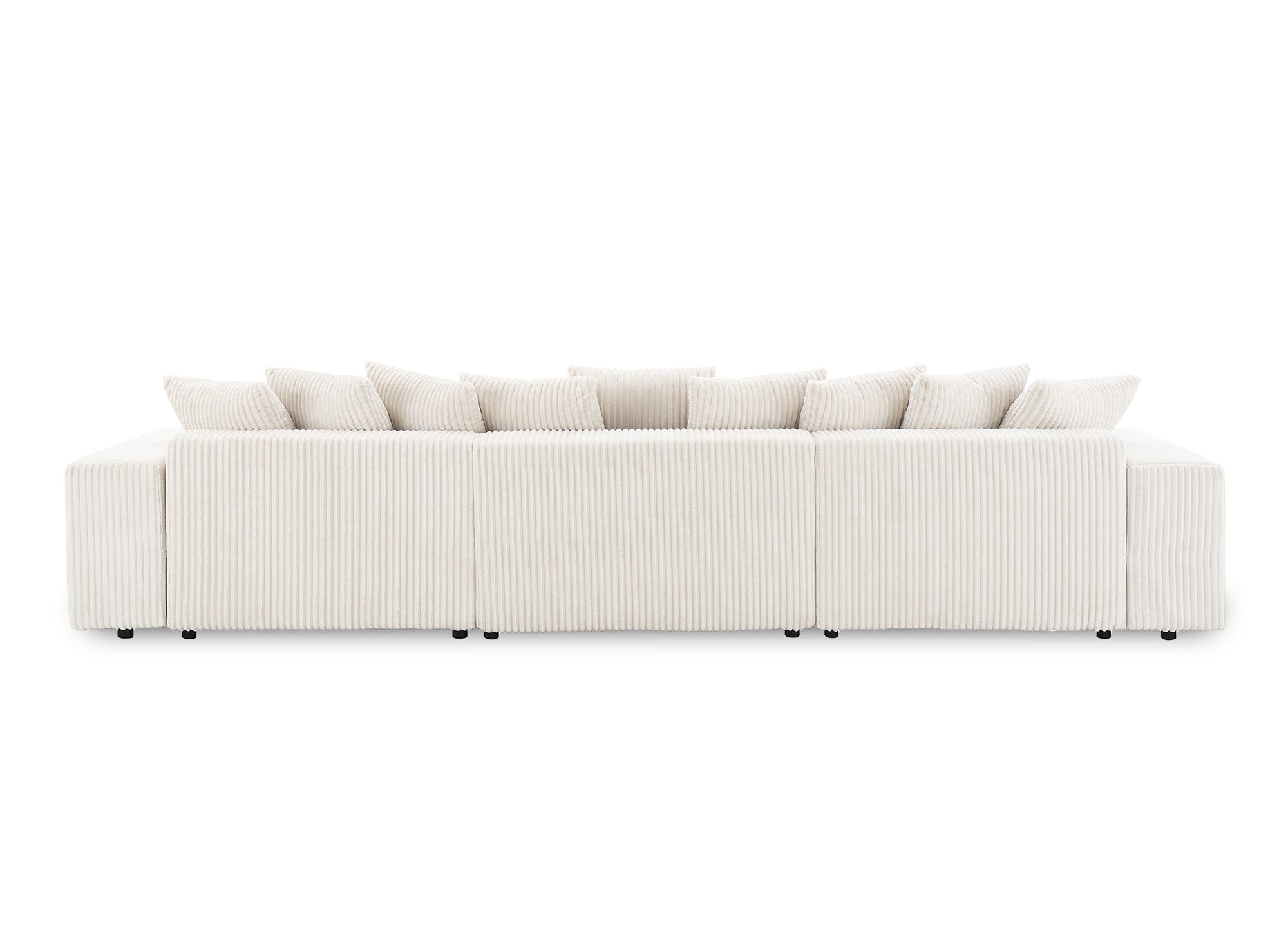 Sofá cama panorámico reversible NOELIA con almacenaje en pana gruesa color beige