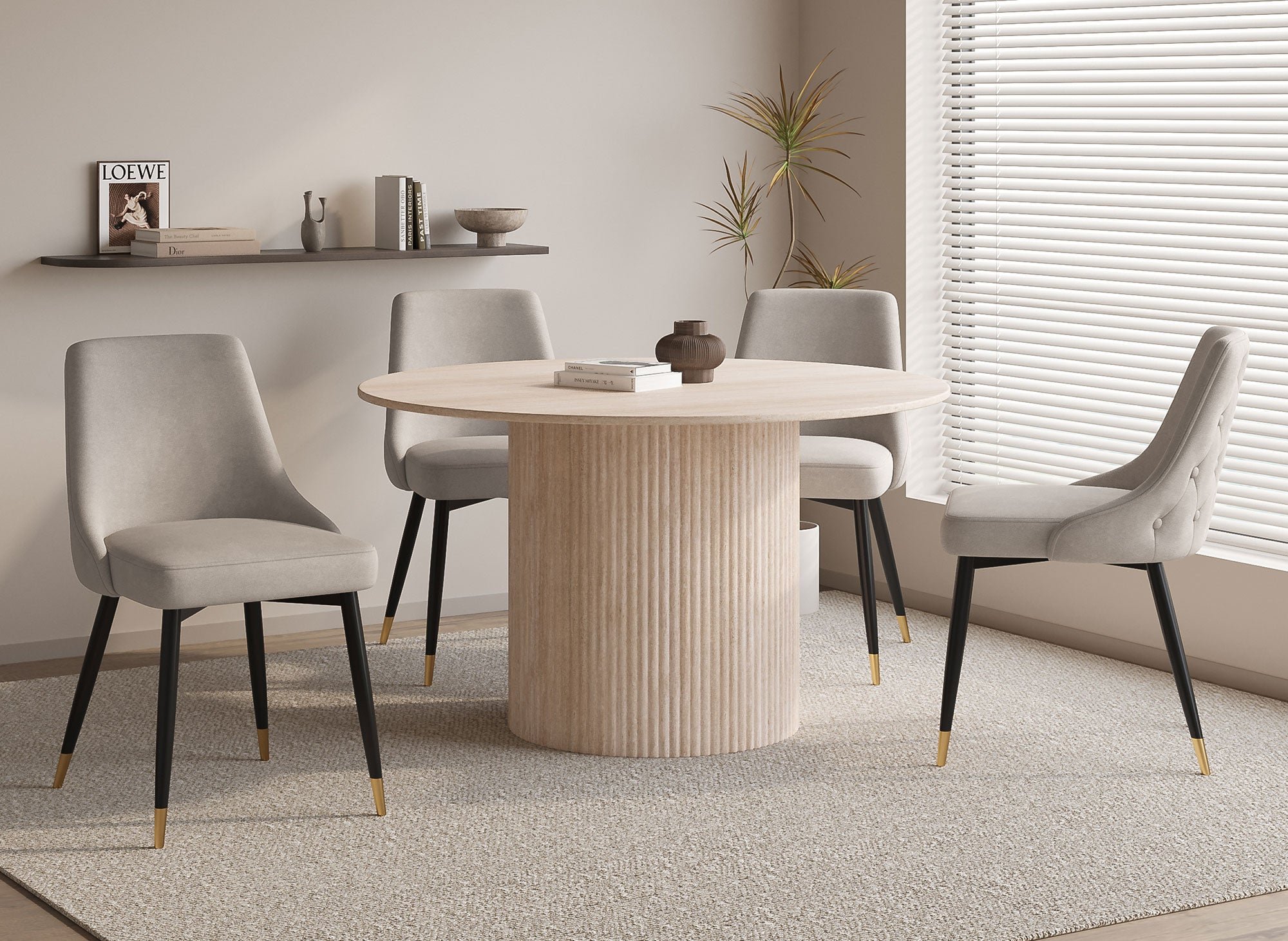 Juego de 2 sillas DORINA tapizadas en terciopelo beige