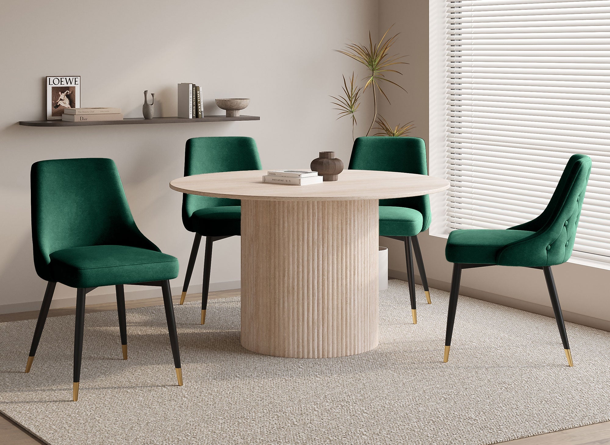 Juego de 2 sillas DORINA tapizadas en terciopelo verde