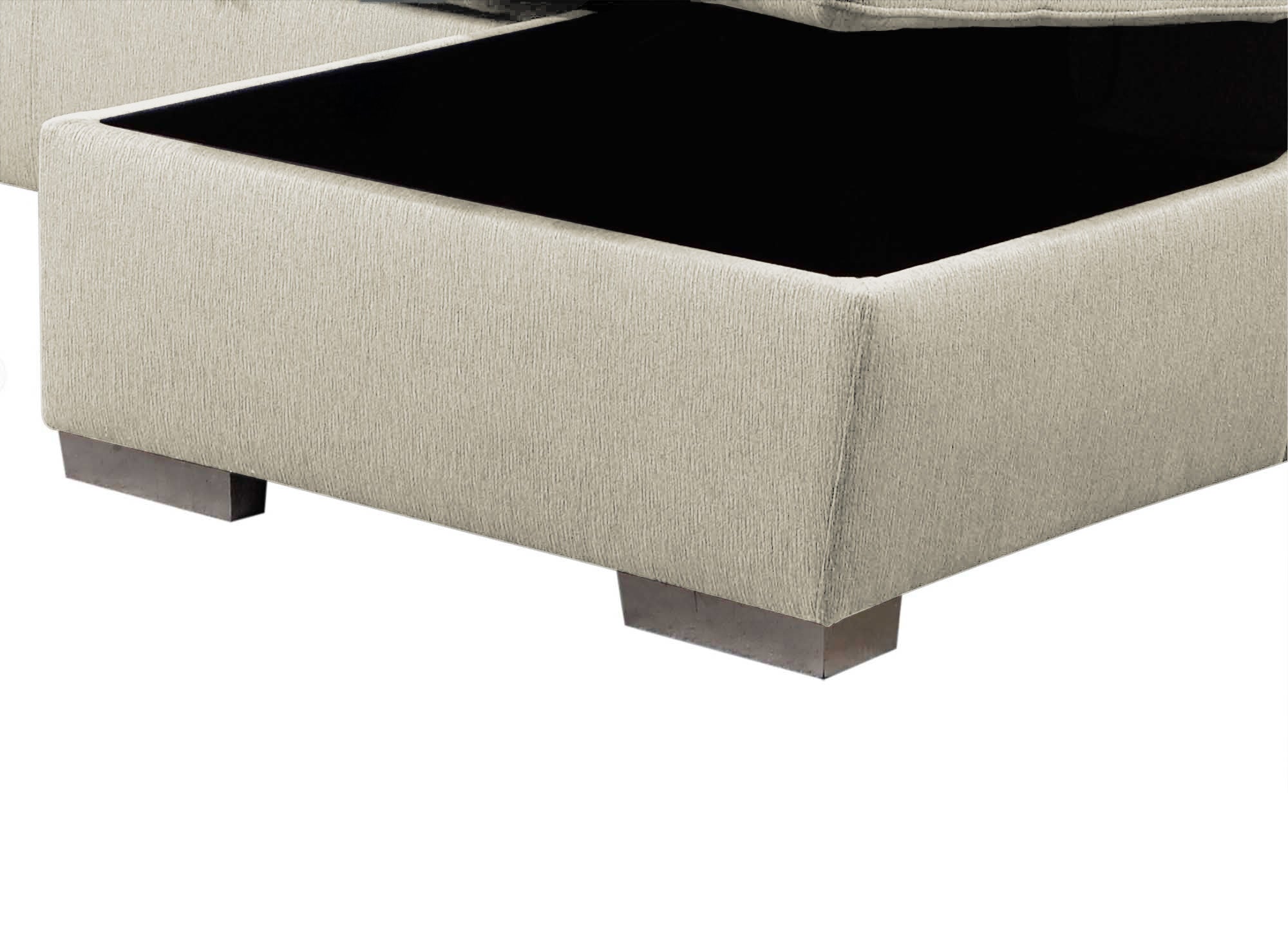 Sofá cama panorámico convertible GAELLE con compartimento de almacenamiento en tela beige - Esquina derecha