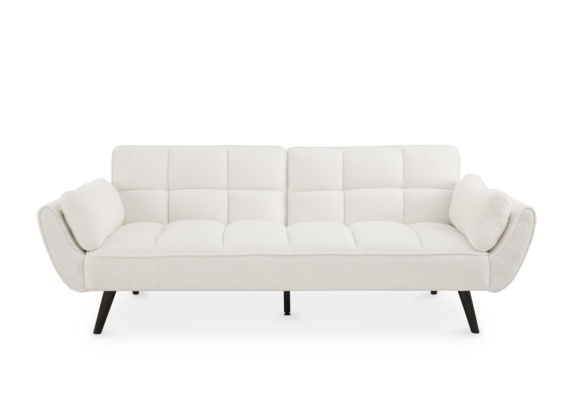 Sofá NARA de 3 plazas con mecanismo clic-clac en tejido bouclé color blanco roto