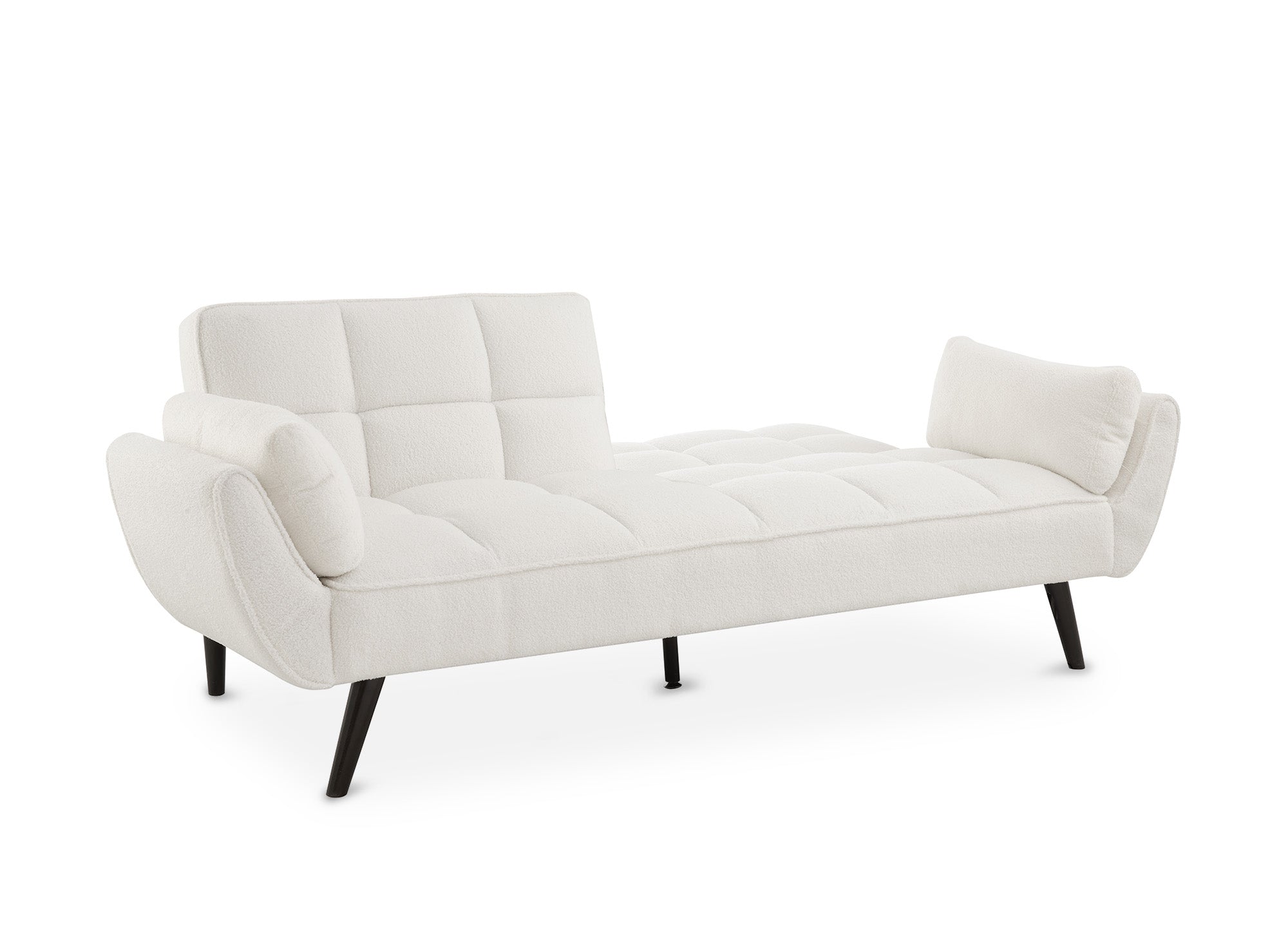 Sofá NARA de 3 plazas con mecanismo clic-clac en tejido bouclé color blanco roto