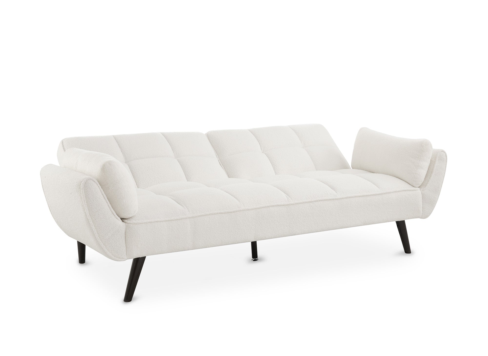 Sofá NARA de 3 plazas con mecanismo clic-clac en tejido bouclé color blanco roto