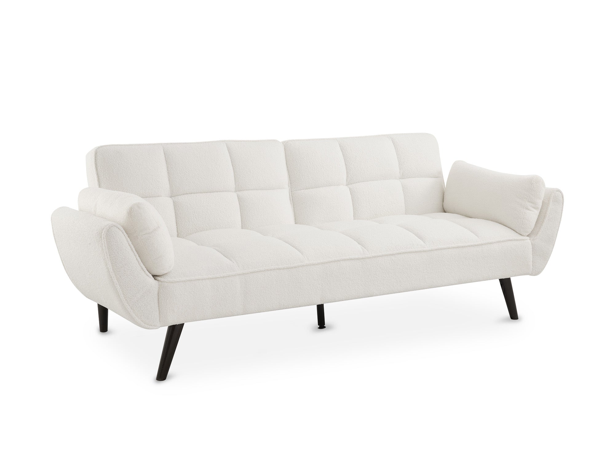 Sofá NARA de 3 plazas con mecanismo clic-clac en tejido bouclé color blanco roto