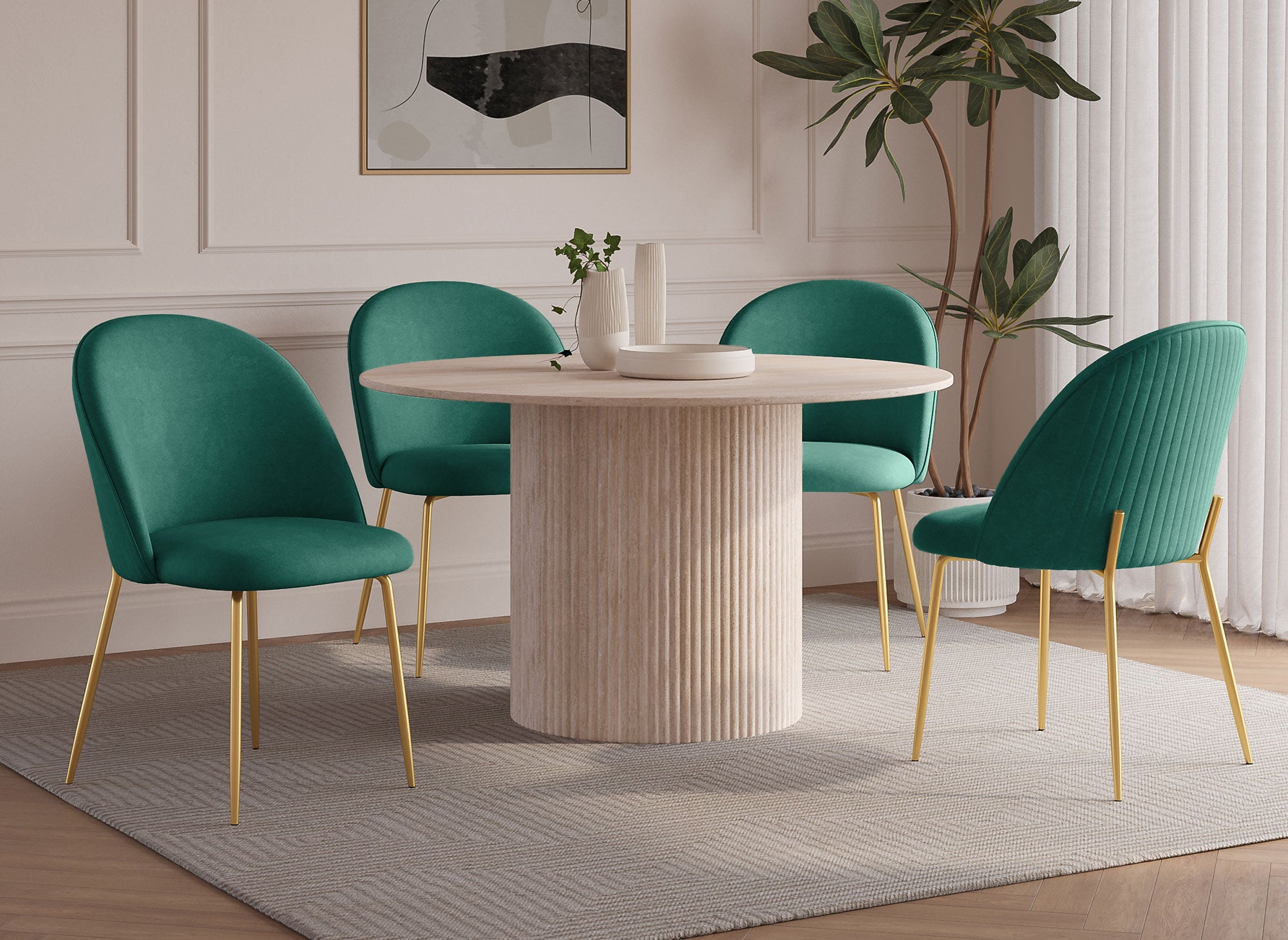 Juego de 2 sillas de diseño ARABEL de terciopelo verde