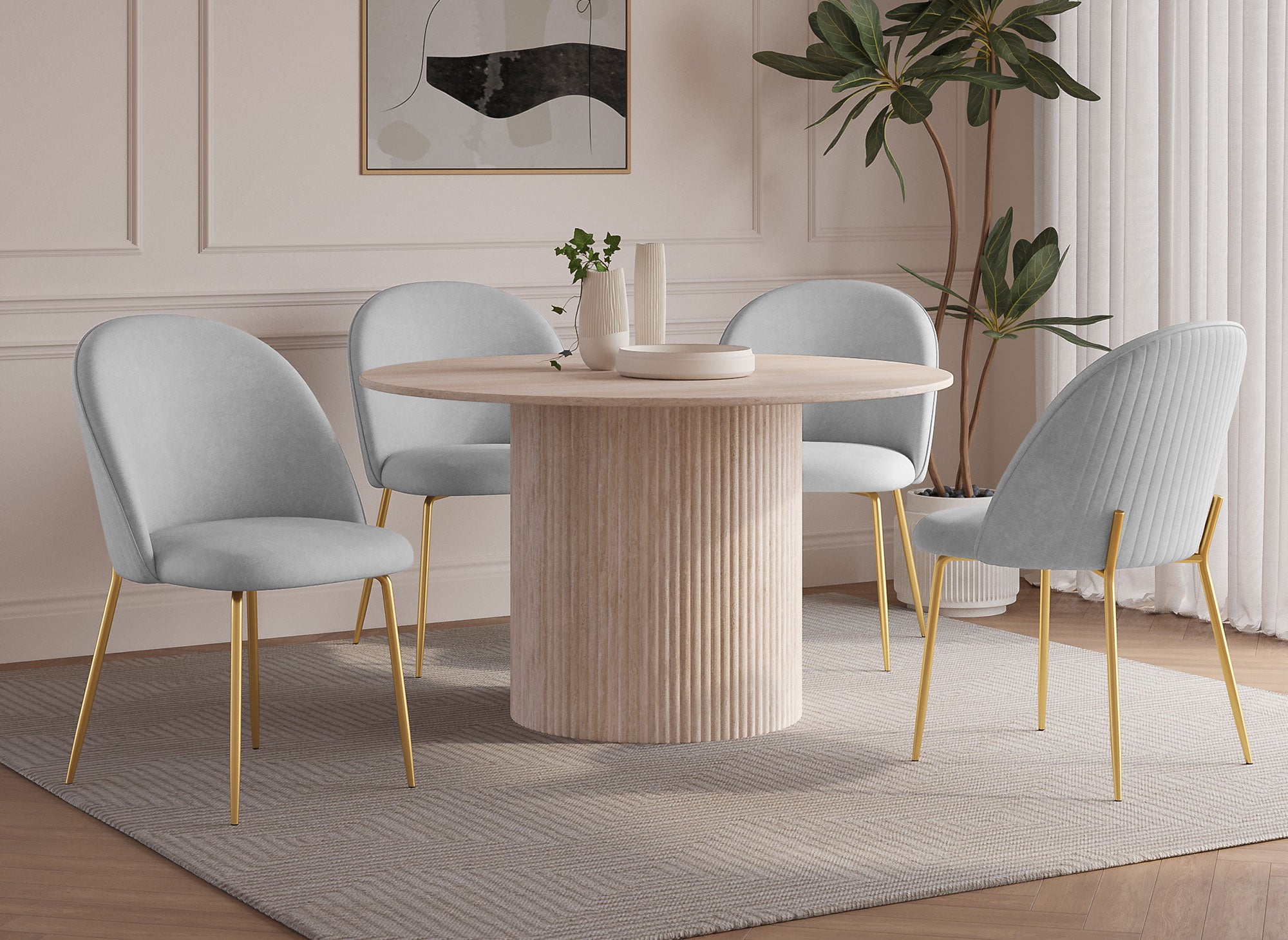 Juego de 2 sillas de diseño ARABEL en terciopelo gris