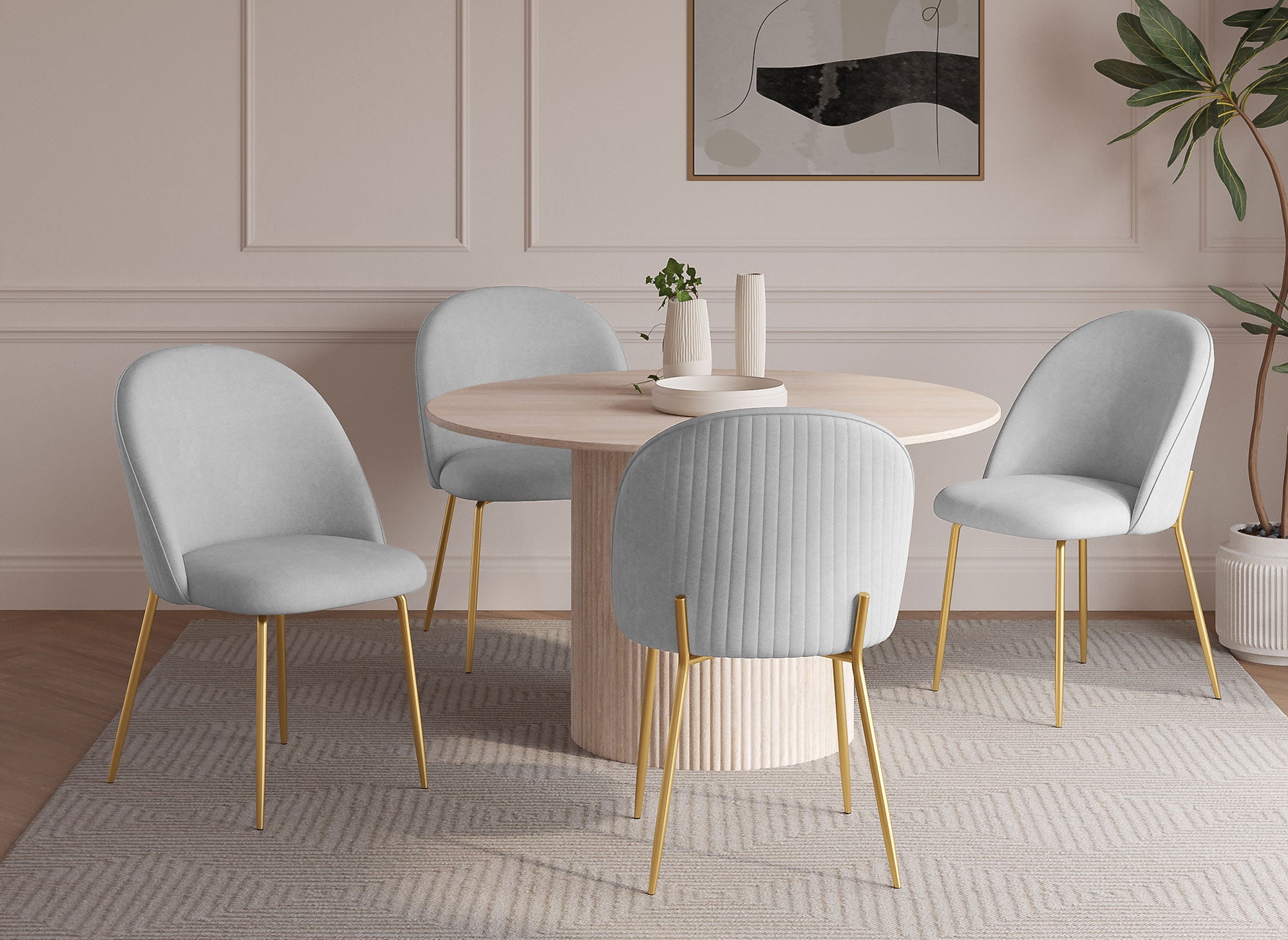 Juego de 2 sillas de diseño ARABEL en terciopelo gris