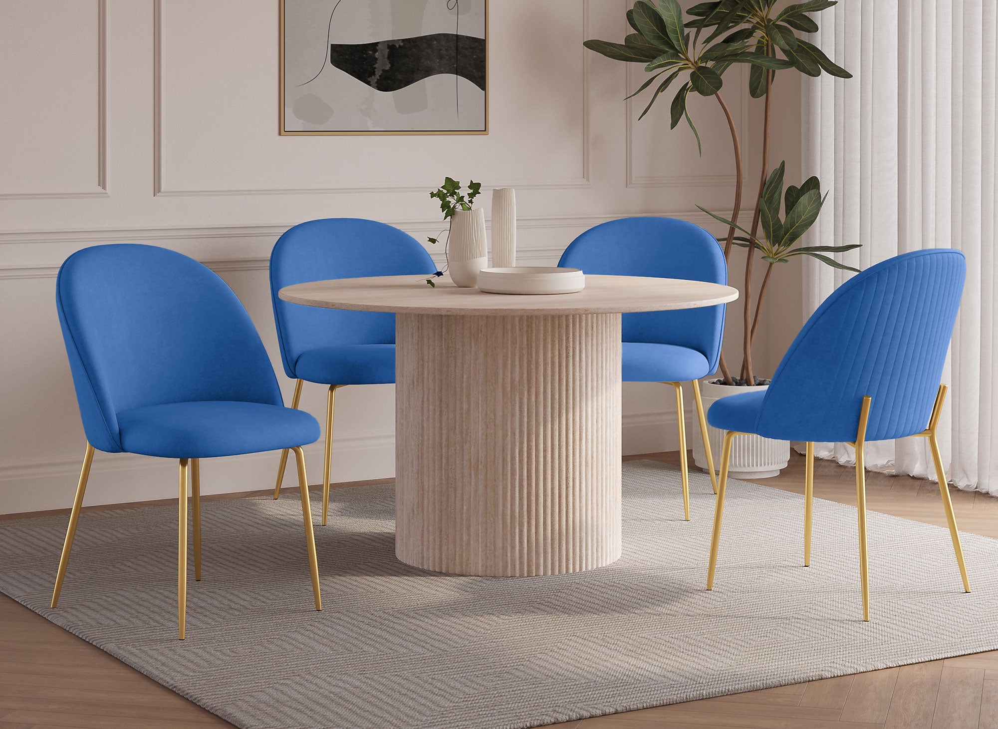 Juego de 2 sillas de diseño ARABEL en terciopelo azul