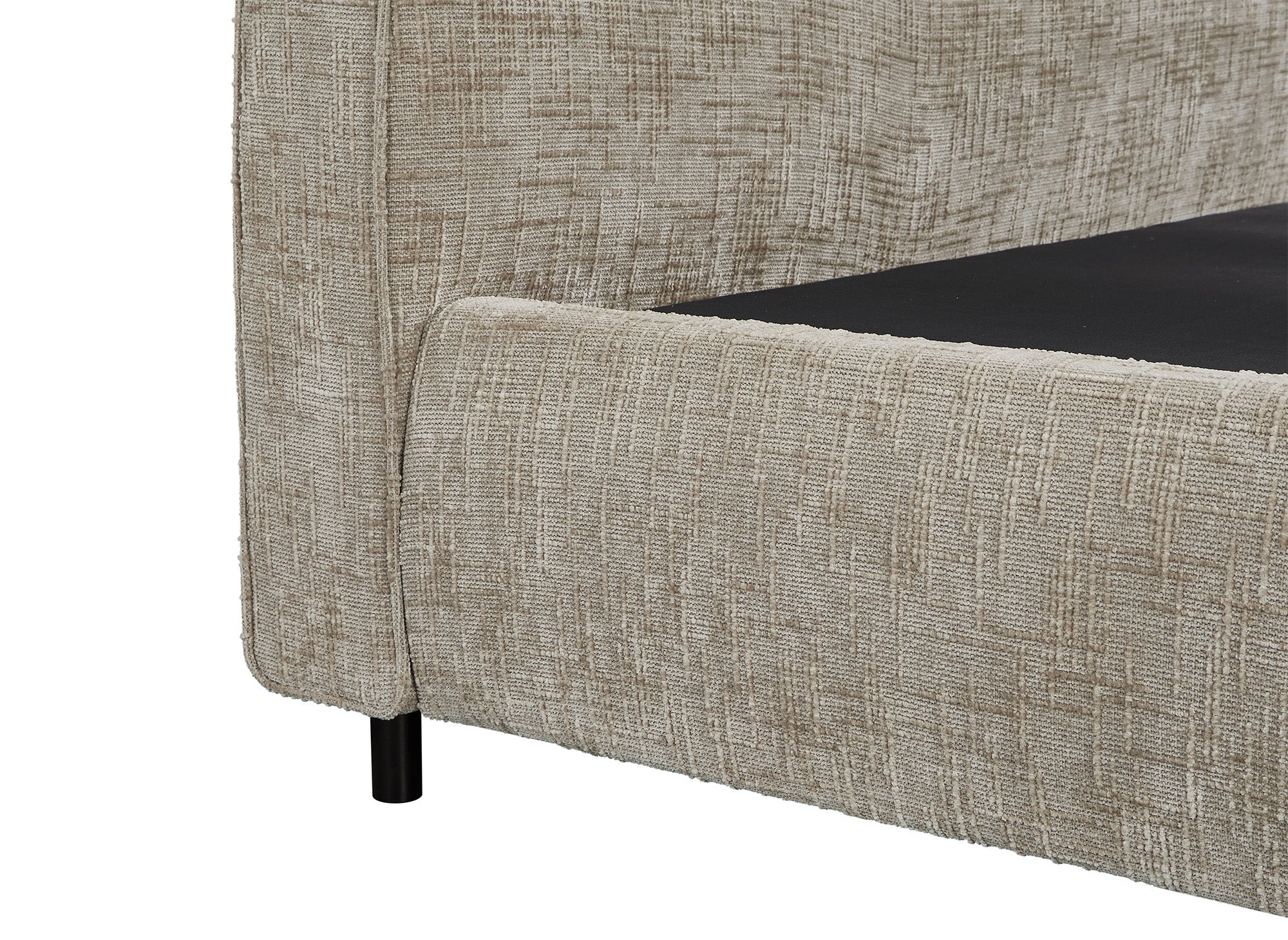 Cama con almacenaje MELO de terciopelo jaspeado color topo, 180x200 cm