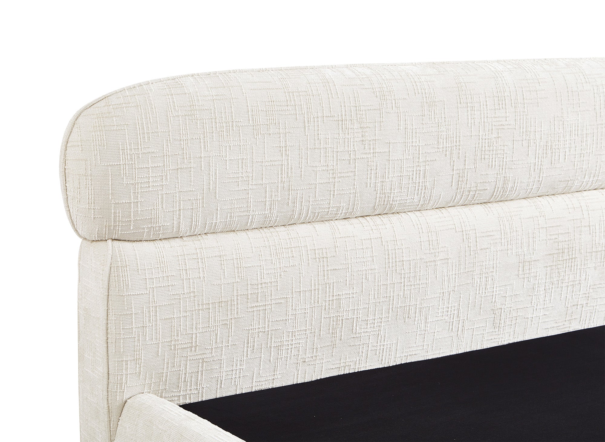 Cama con almacenaje MELO de terciopelo jaspeado beige de 160x200 cm