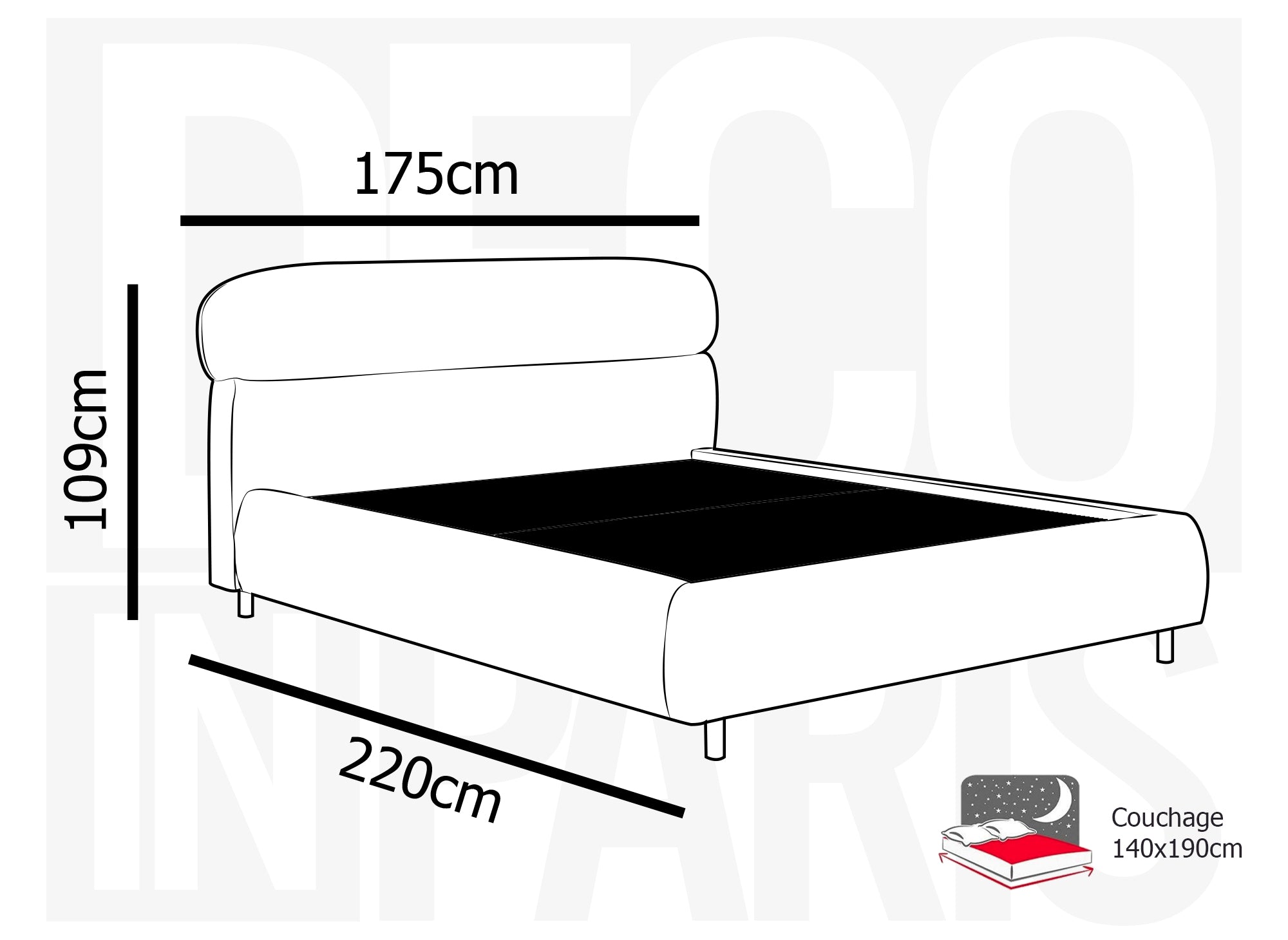 Cama con almacenaje MELO de terciopelo jaspeado color topo, 140x190 cm