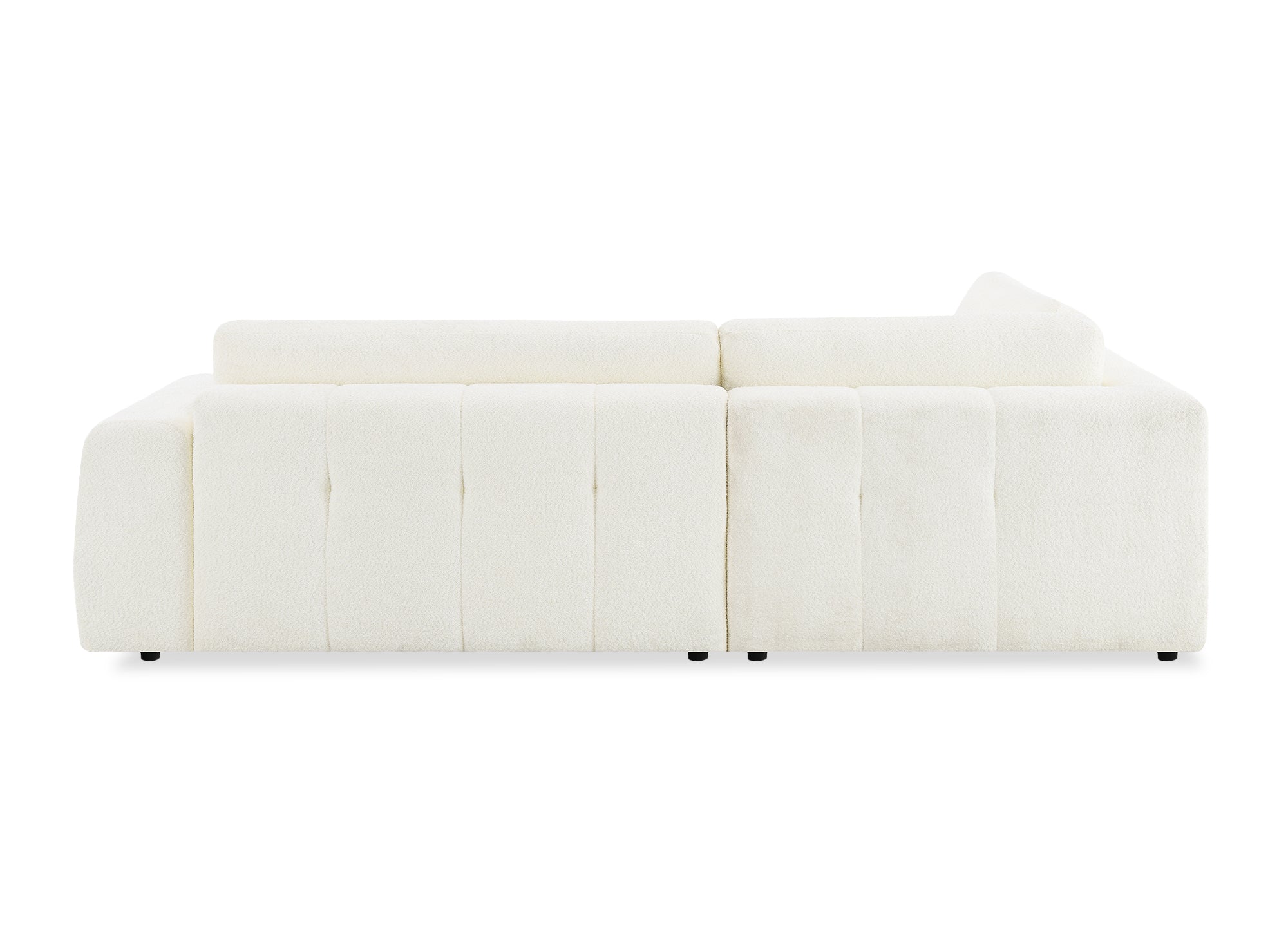 Sofá esquinero convertible HAVEN con almacenaje en tela bouclé color crudo - Esquina izquierda