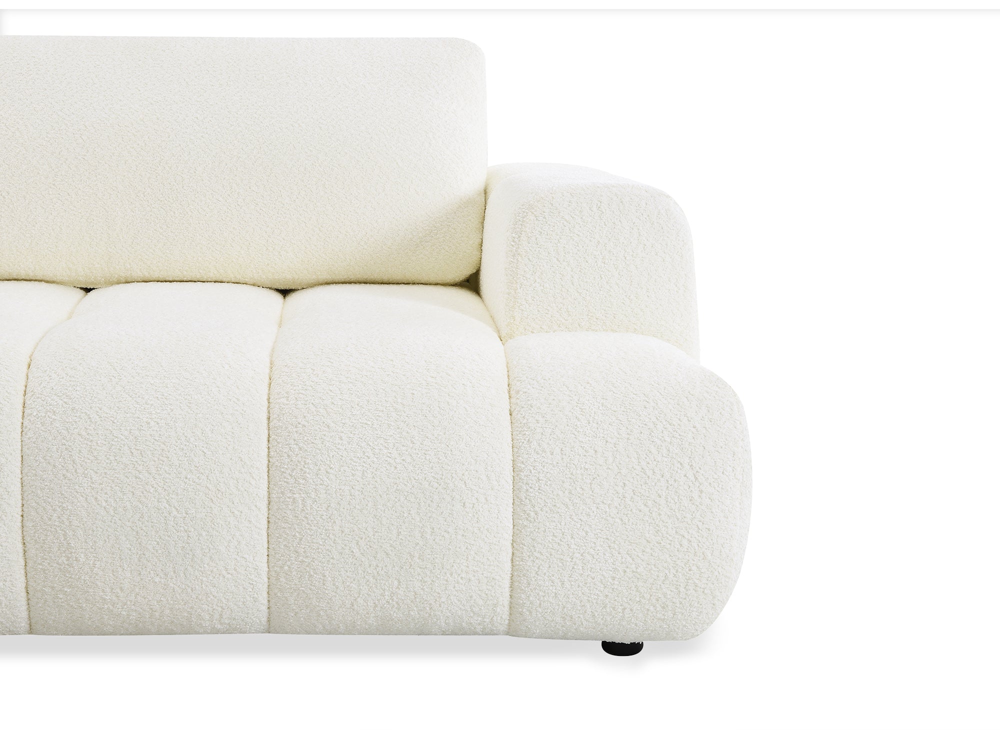 Sofá esquinero convertible HAVEN con almacenaje en tela bouclé color crudo - Esquina izquierda