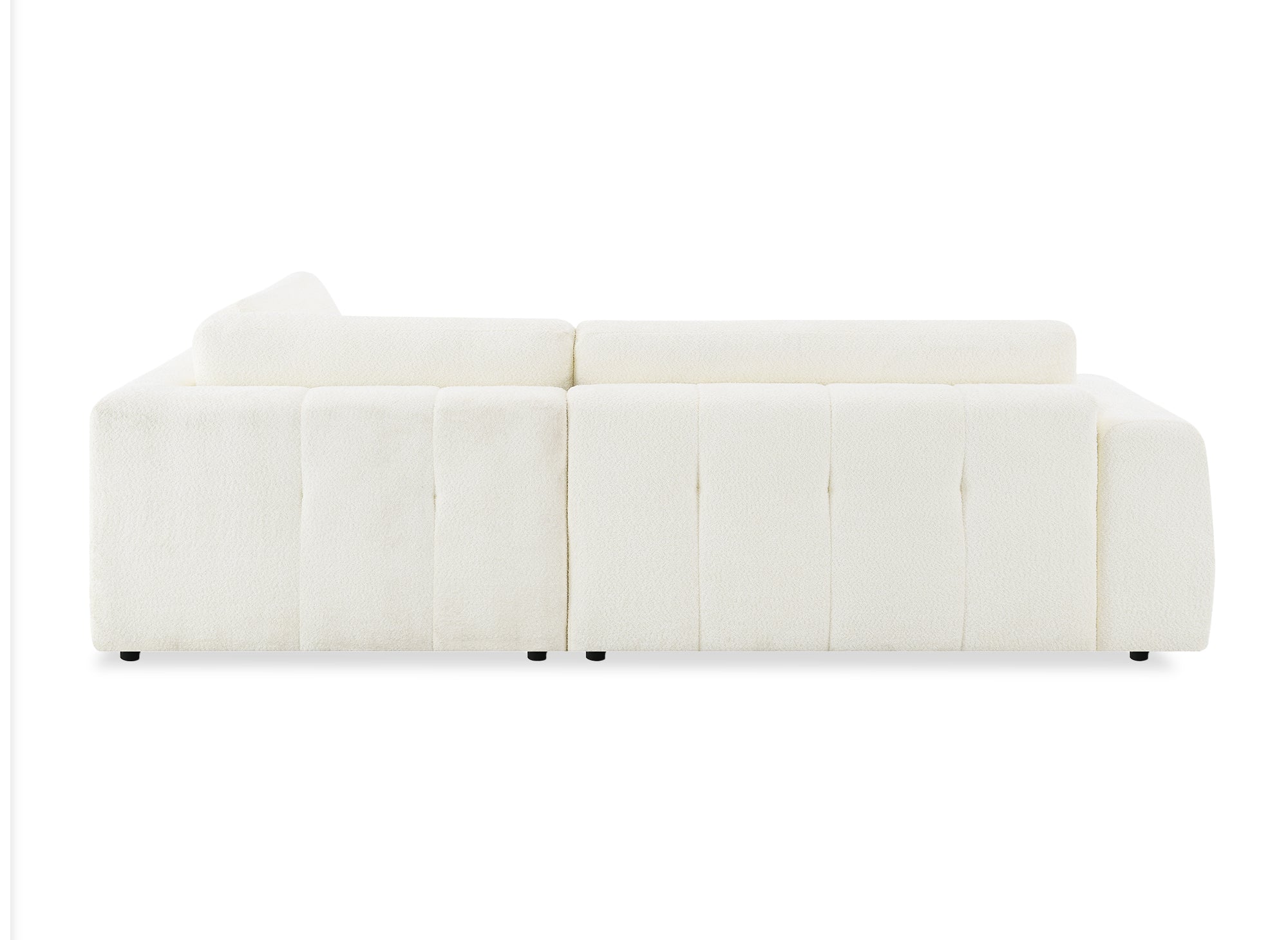 Sofá esquinero convertible HAVEN con almacenaje en tela bouclé color crudo - Esquinero derecho