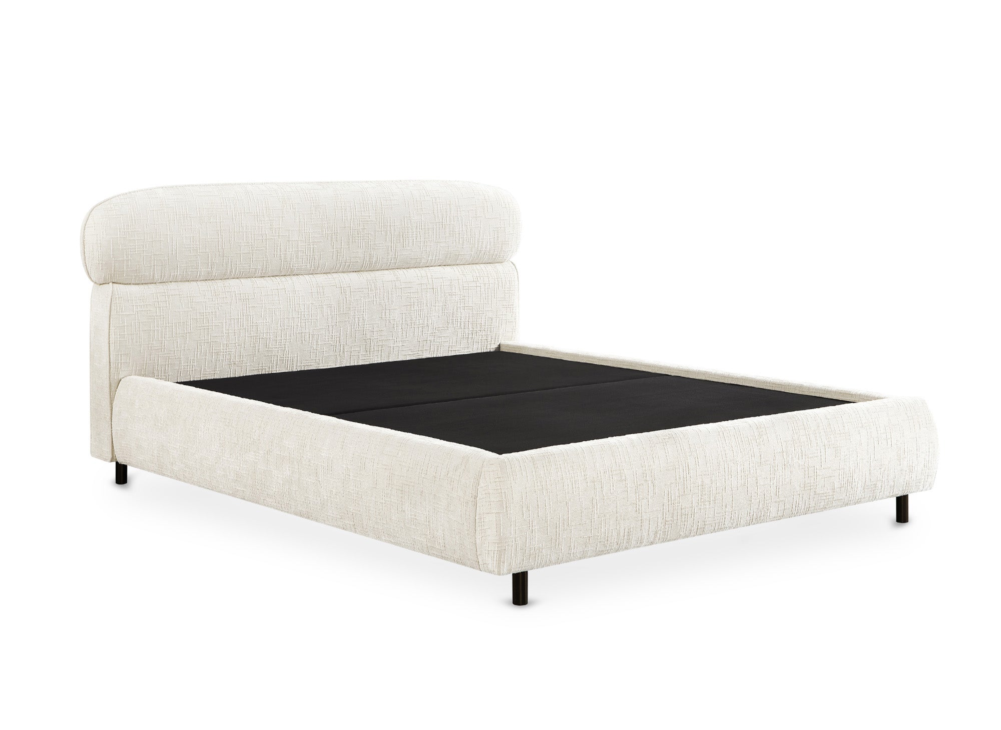 Cama con almacenaje MELO de terciopelo jaspeado beige, 140x190 cm