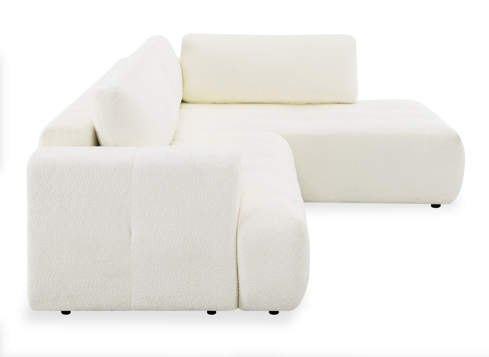 Sofá esquinero convertible HAVEN con almacenaje en tela bouclé color crudo - Esquinero derecho