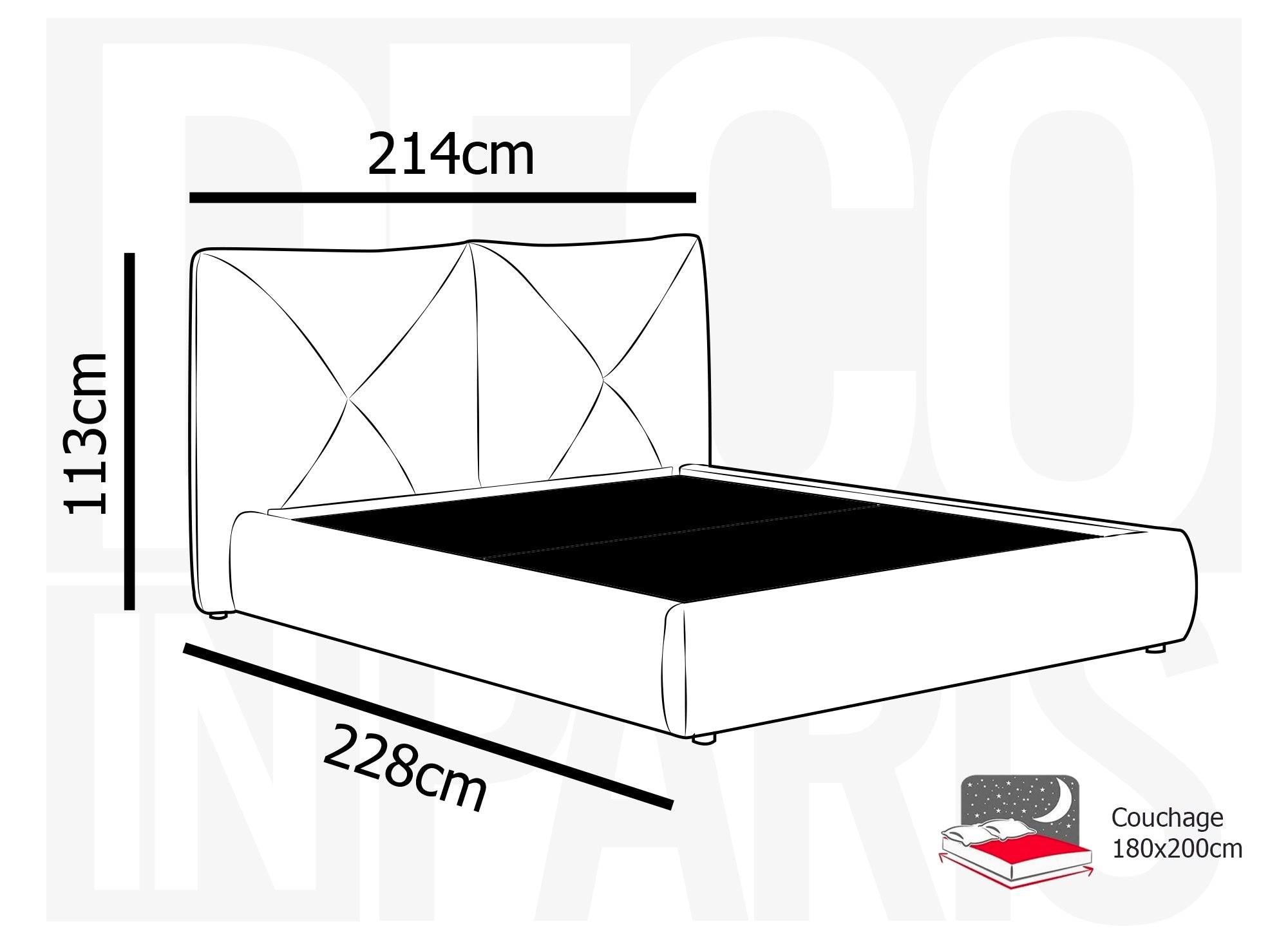 Cama de almacenaje NOAH de 180x200 cm, color beige, suave al tacto, de tela de rizo.