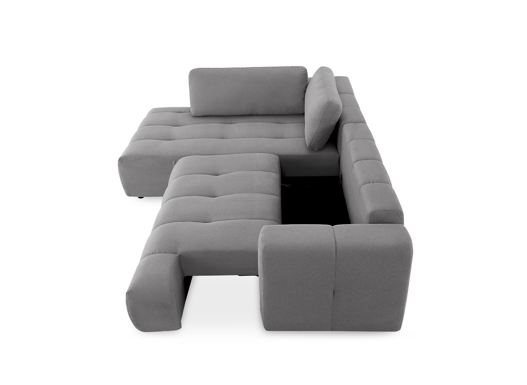 Sofá cama esquinero HAVEN con almacenaje en tela gris - Esquina izquierda