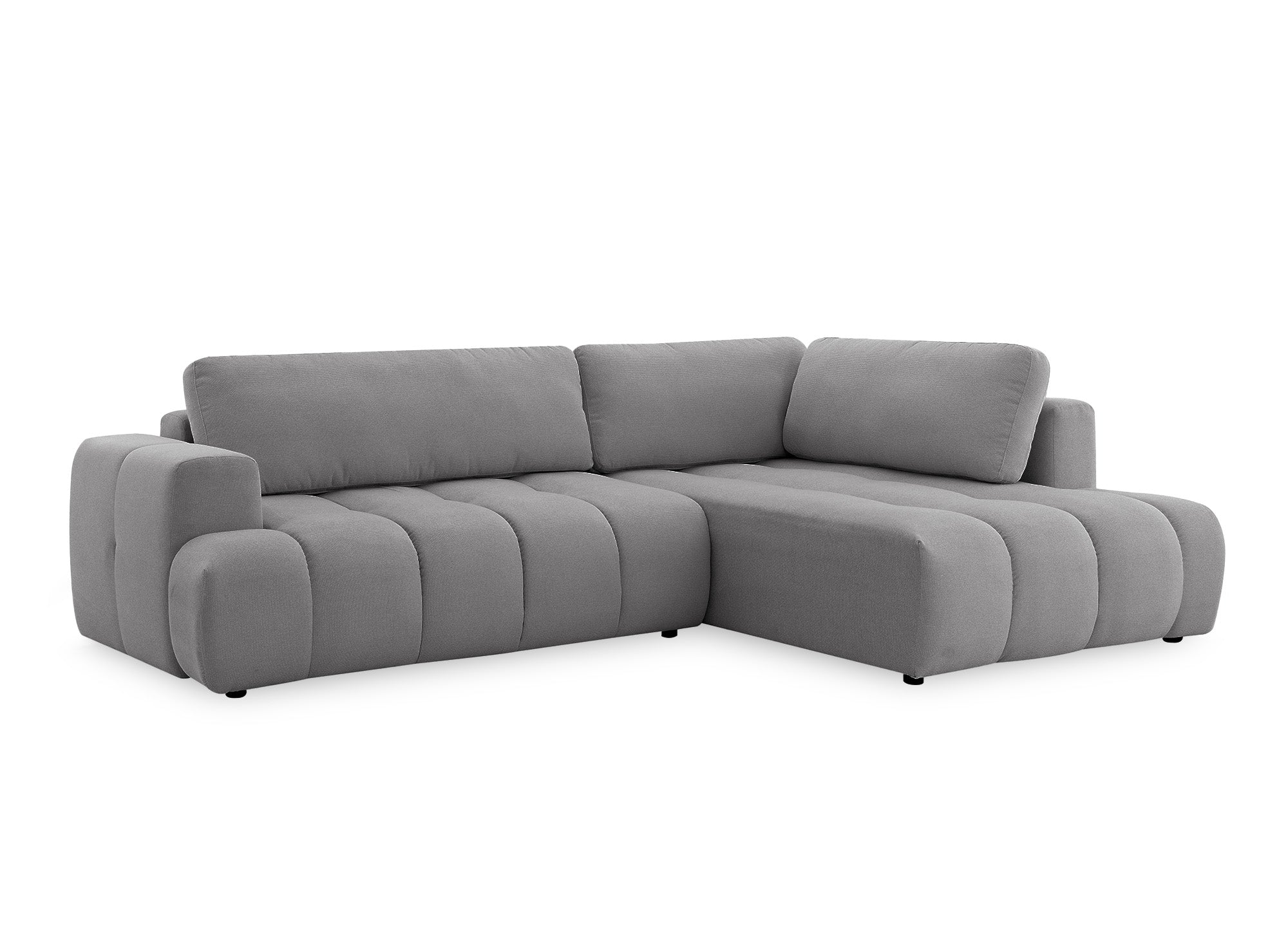 Sofá cama esquinero HAVEN con almacenaje en tela gris - Esquina derecha