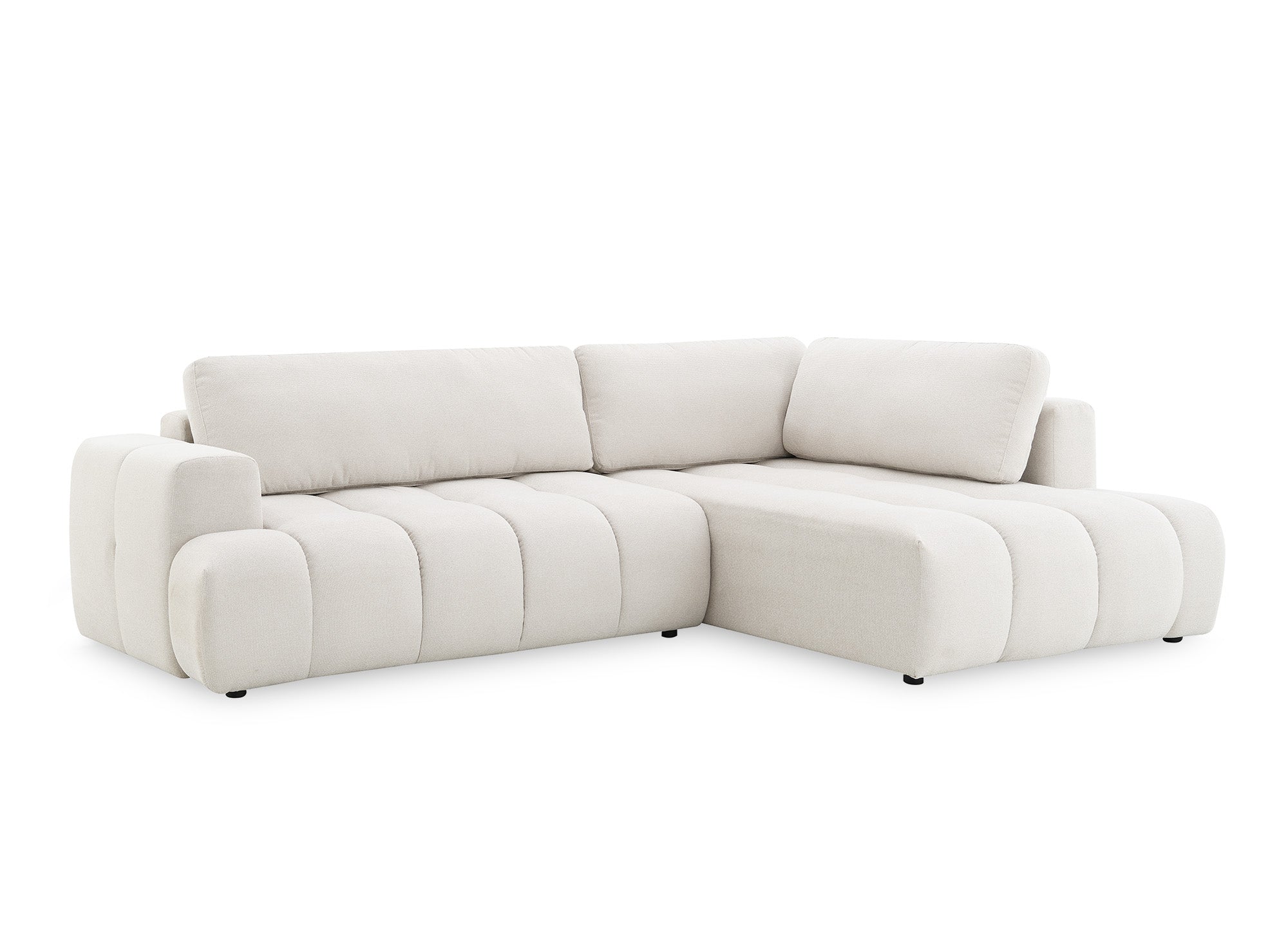 Sofá esquinero convertible HAVEN con almacenaje en tela beige - Esquinero derecho