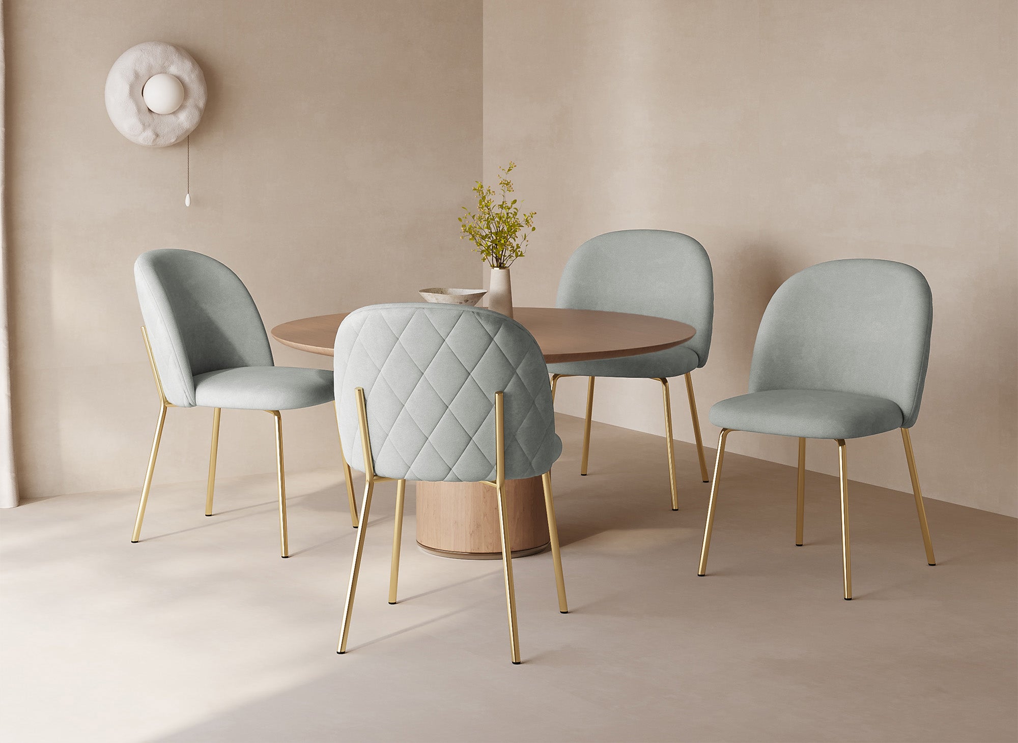 Juego de 2 sillas de diseño KENNETH en terciopelo gris