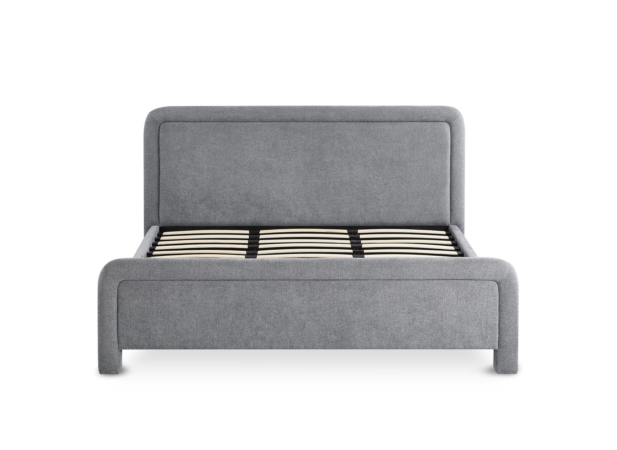 Cama doble ANELA de tela gris suave, 180 x 200 cm