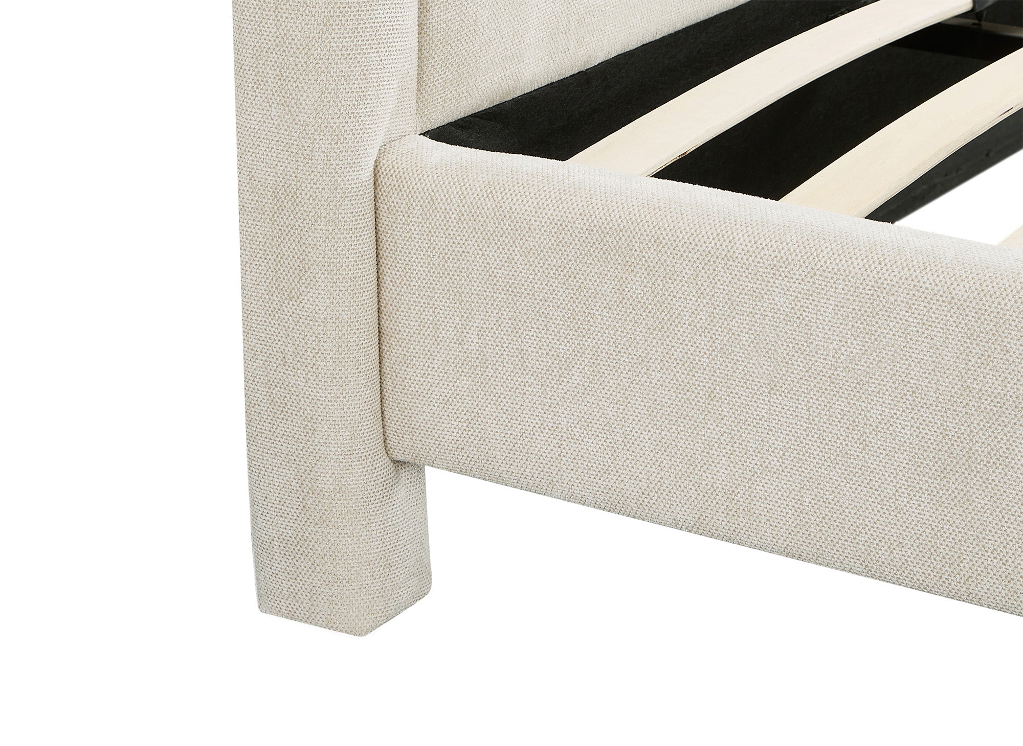 Cama doble ANELA de tela suave color beige, 180 x 200 cm