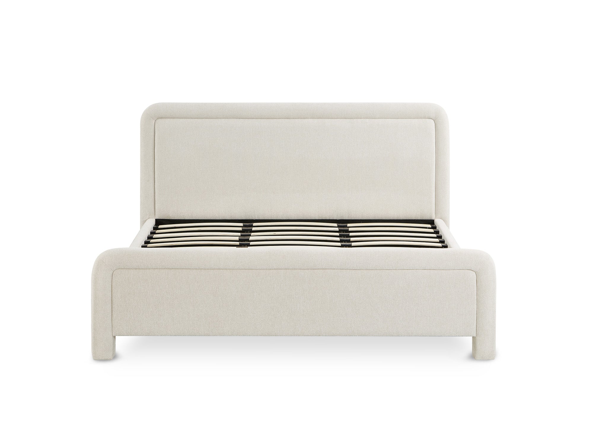 Cama doble ANELA de tela suave color beige, 180 x 200 cm