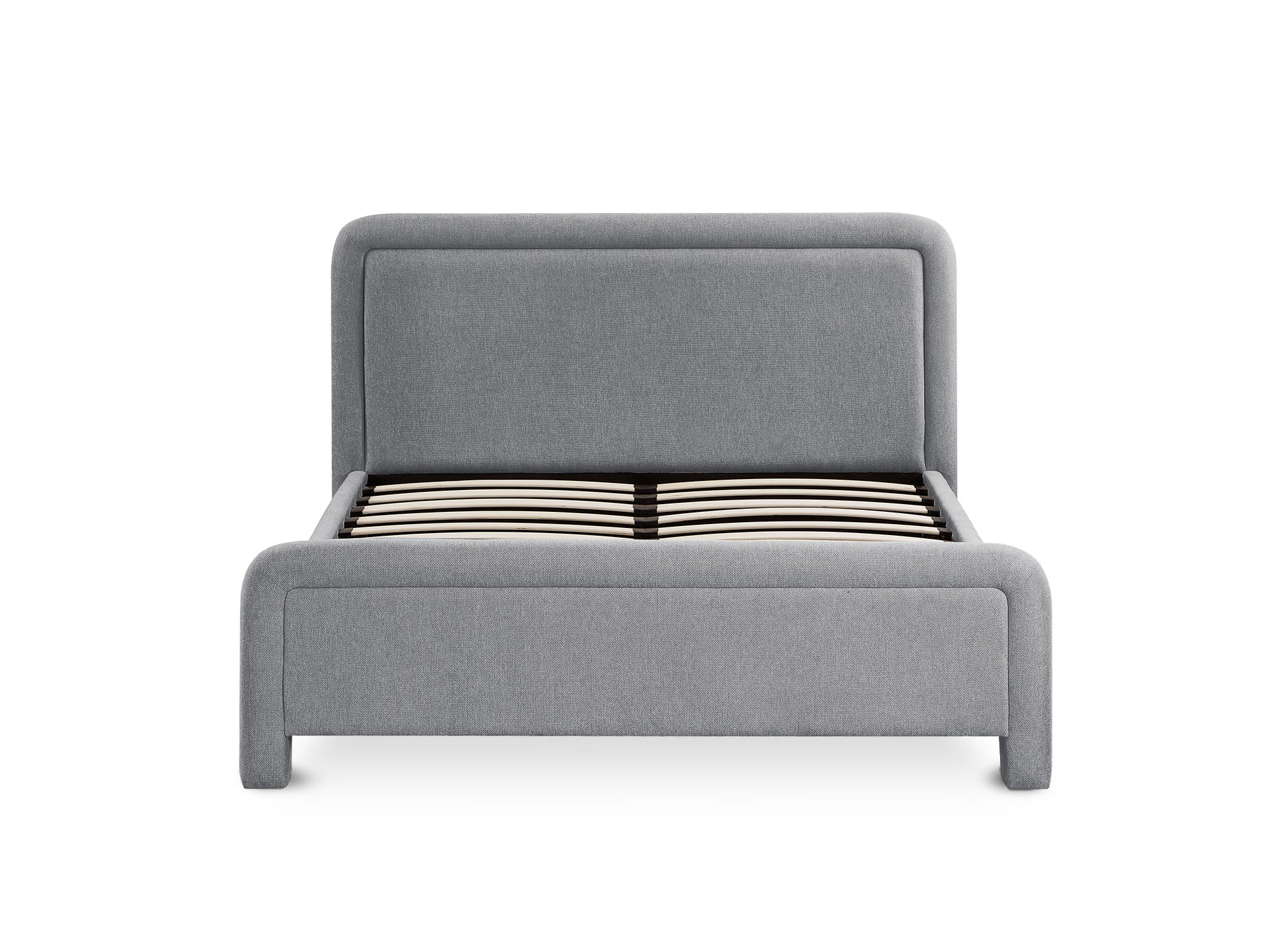 Cama doble ANELA de tela gris suave, 160 x 200 cm