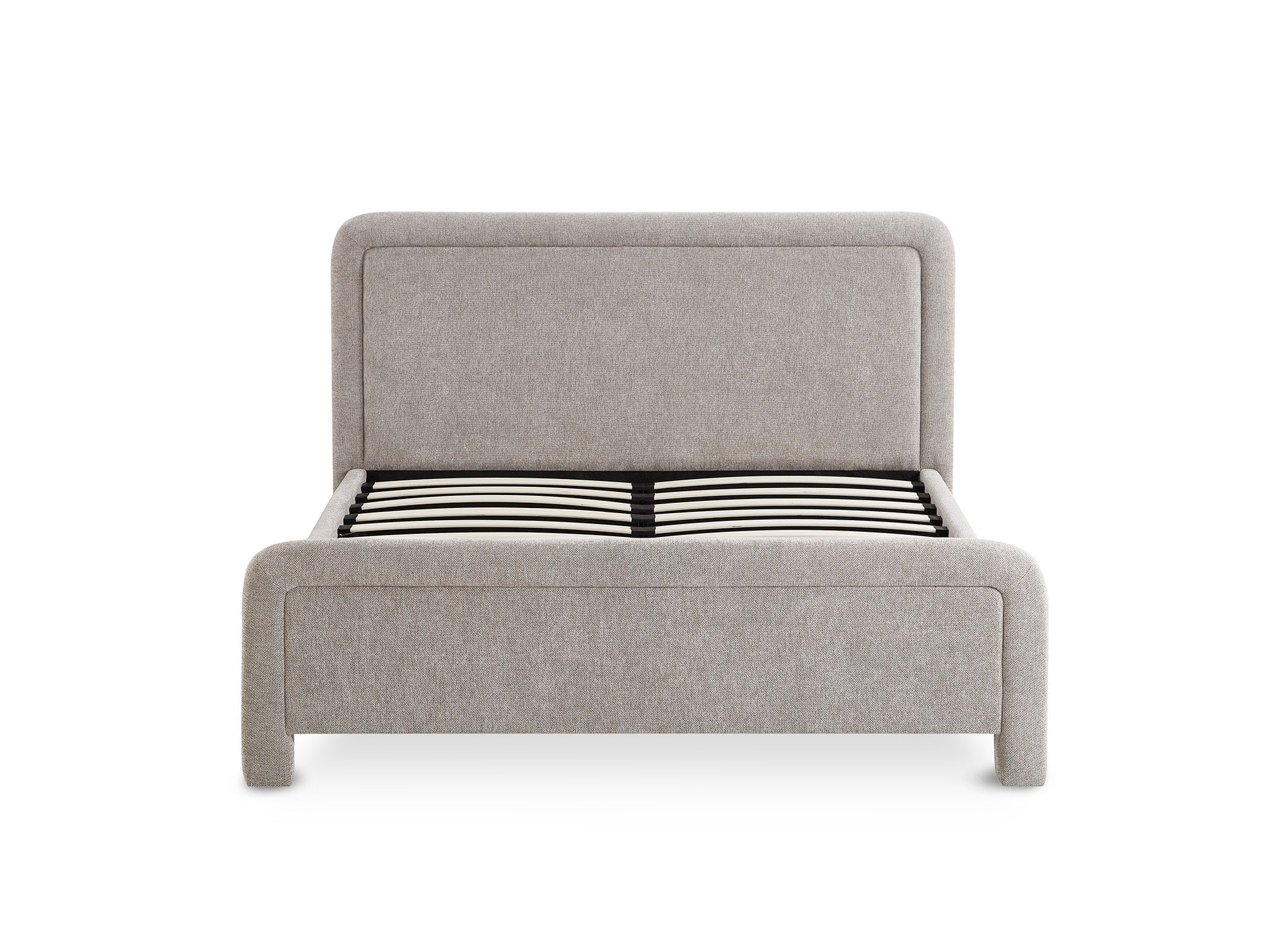 Cama doble ANELA de tela suave color topo, 160 x 200 cm