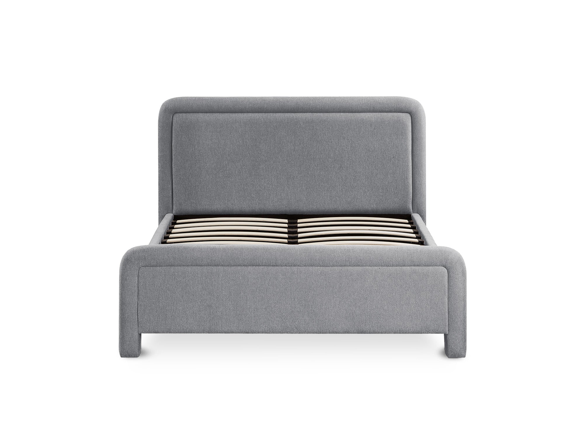 Cama doble ANELA de tela gris suave, 140 x 190 cm