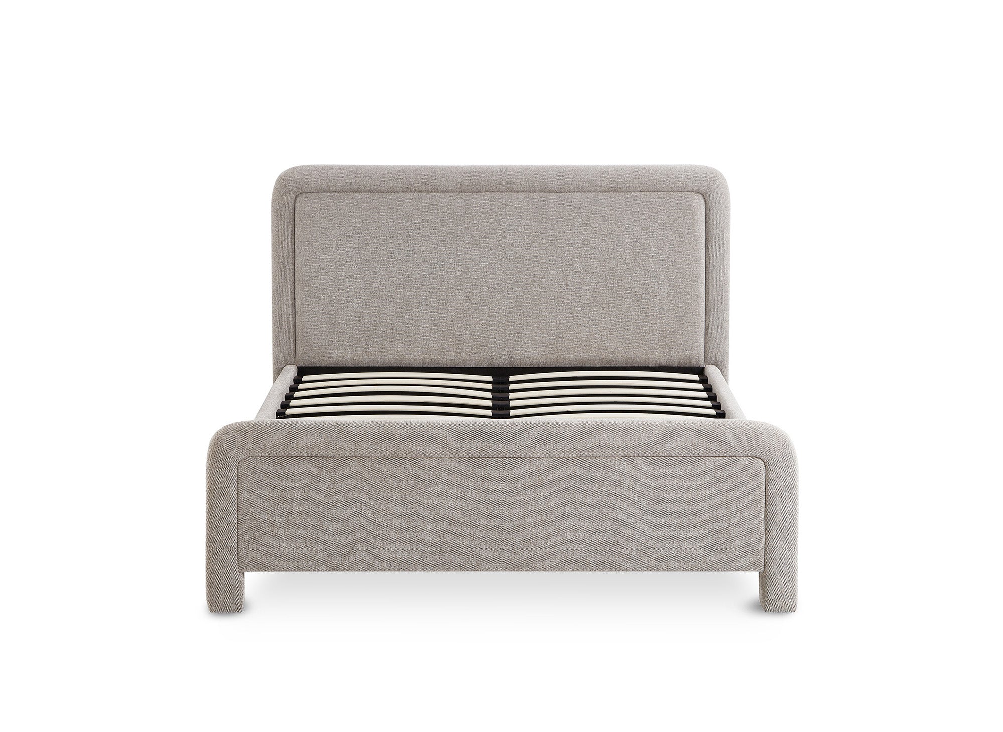 Cama doble ANELA de tela suave color topo, 140 x 190 cm