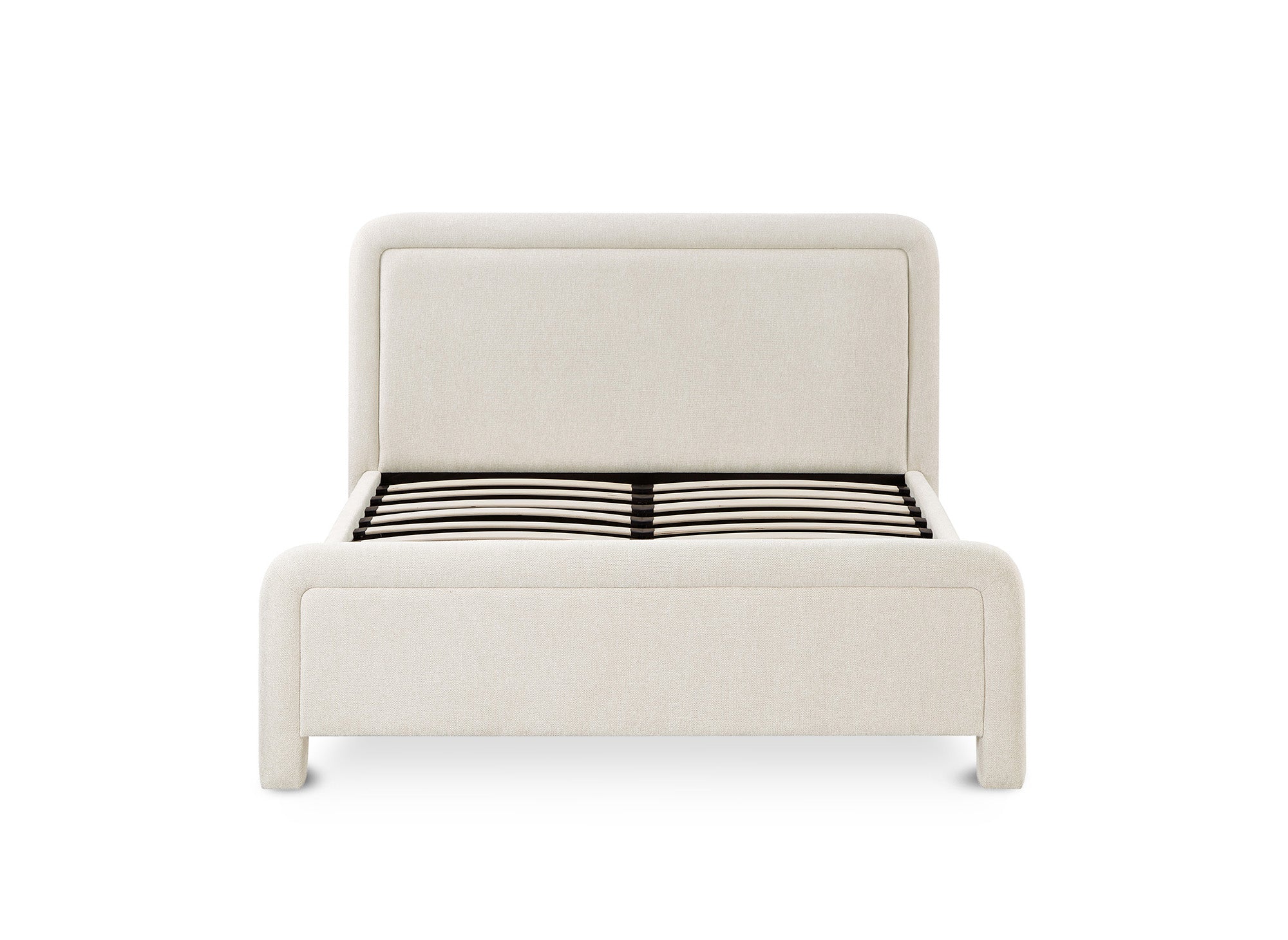 Cama doble ANELA de tela suave color beige, 140 x 190 cm