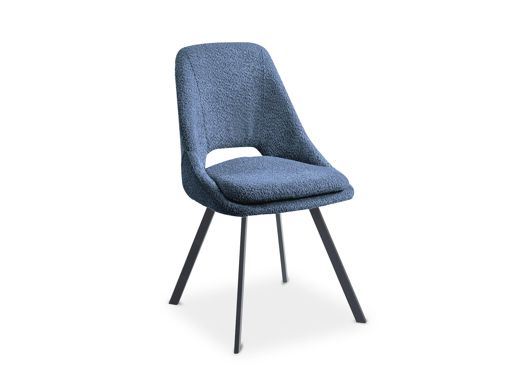 Juego de 4 sillas NARCISSE con efecto piel de oveja azul