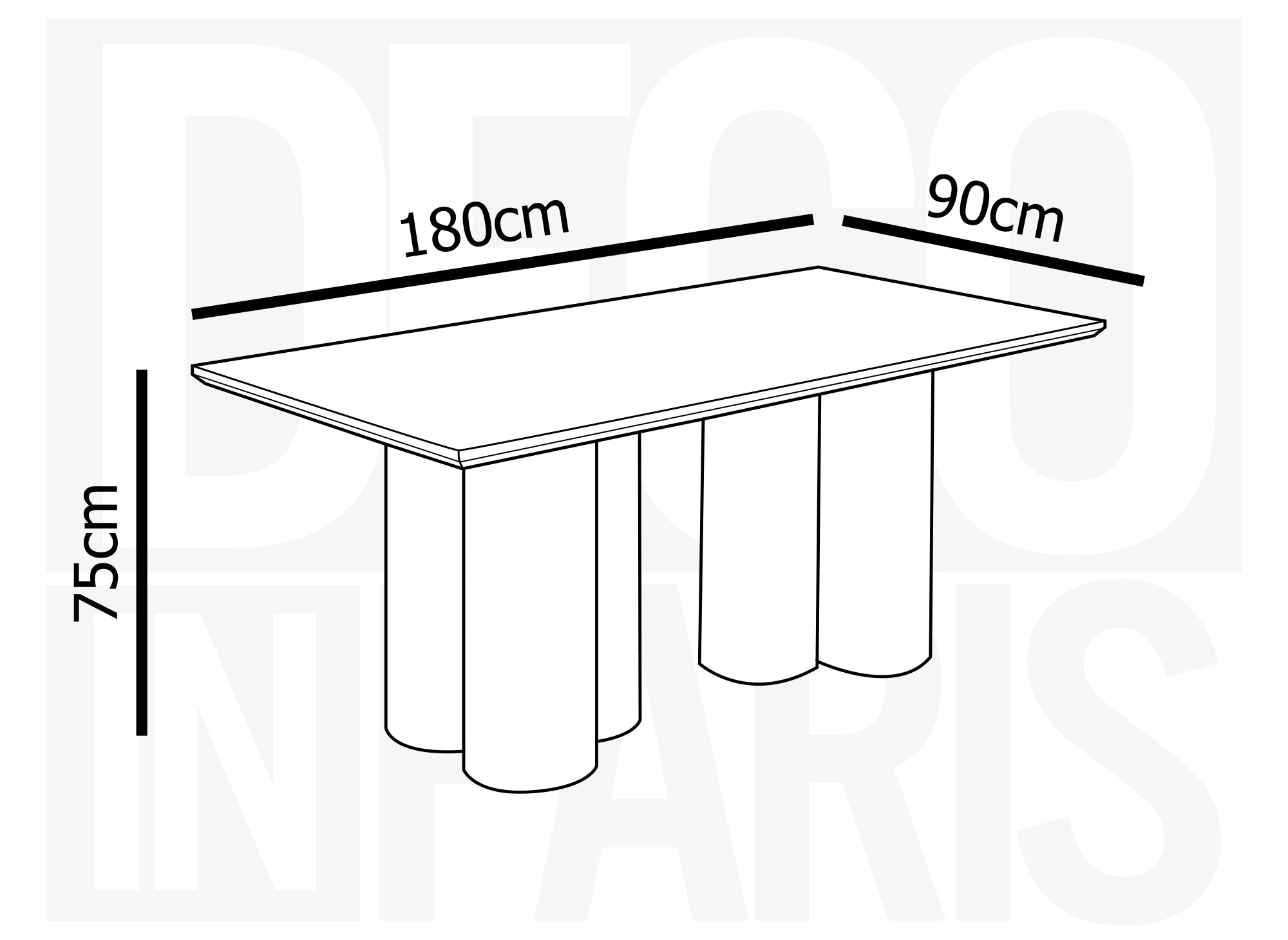 Mesa de comedor blanca con patas de forma orgánica, 6 plazas, ROSALIA