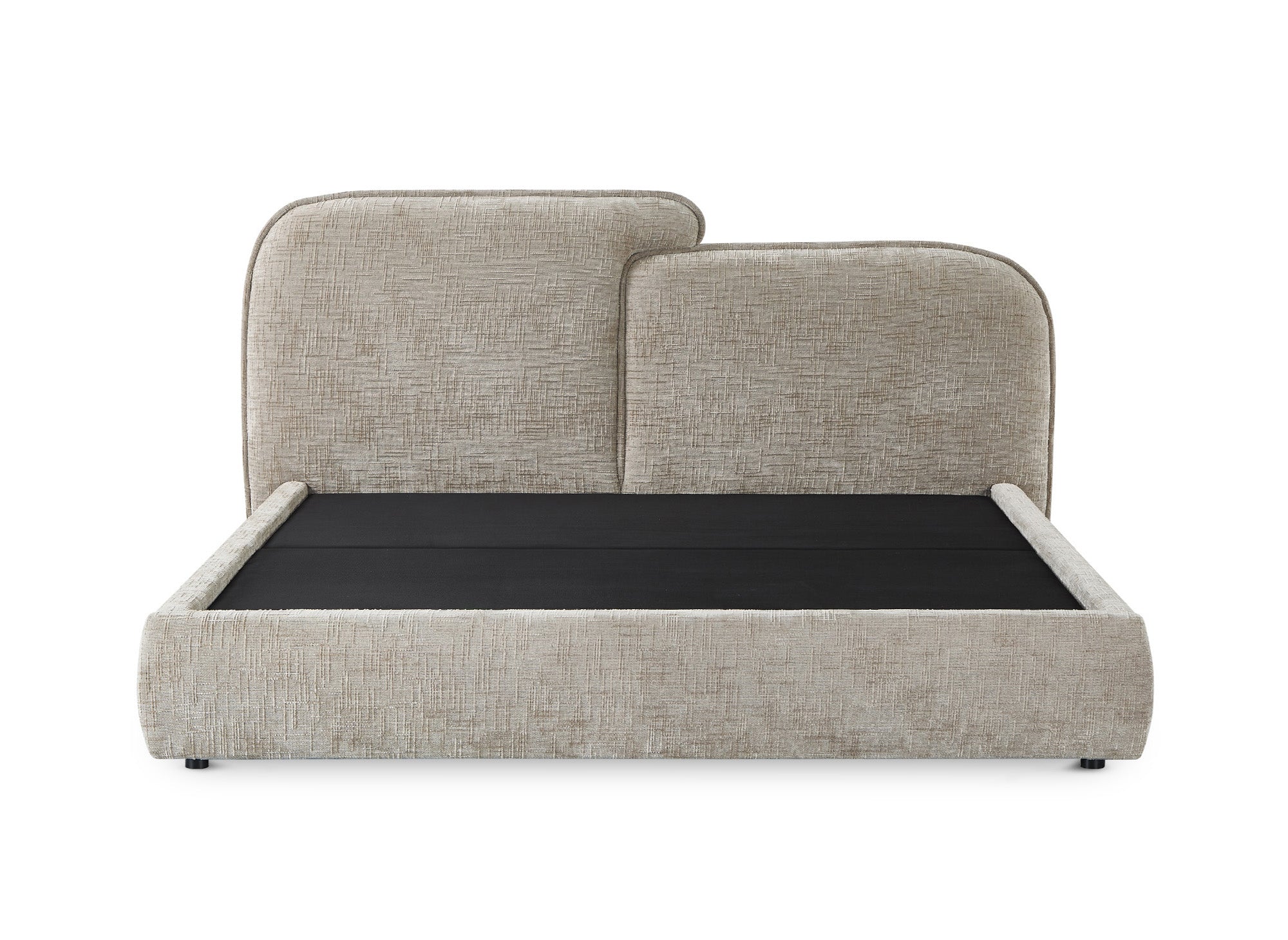 Cama de almacenaje MILENA de 180x200 cm en terciopelo jaspeado color topo