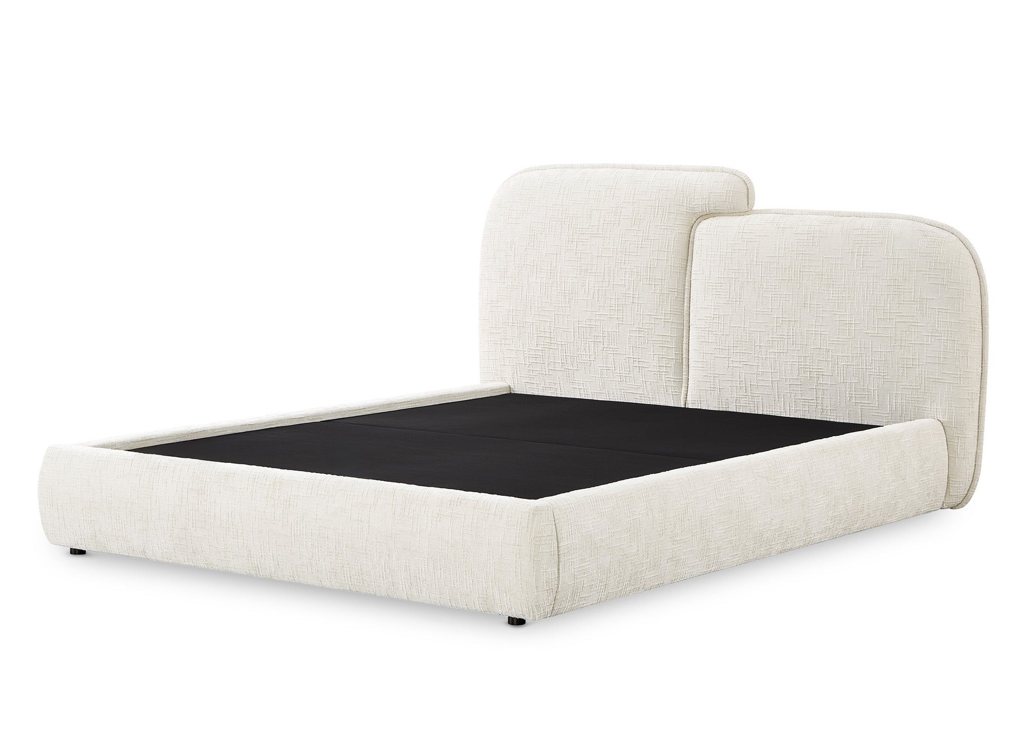 Cama de almacenaje MILENA de terciopelo jaspeado beige de 180x200 cm