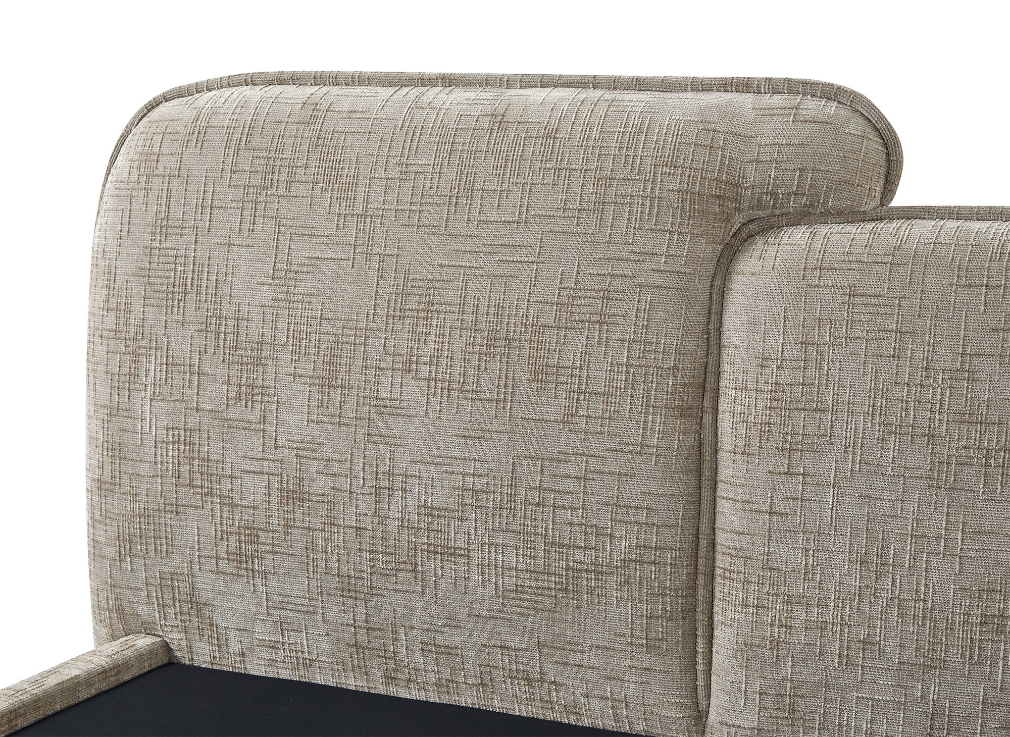 Cama de almacenaje MILENA de terciopelo jaspeado color topo, 140x190 cm