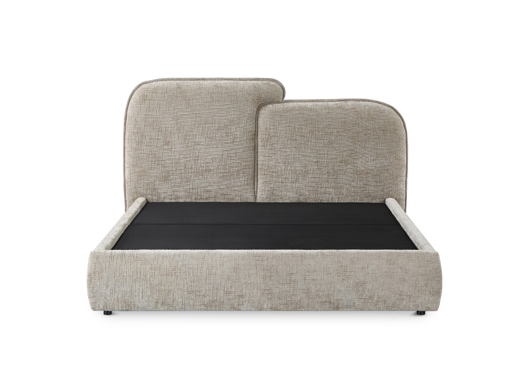 Cama de almacenaje MILENA de terciopelo jaspeado color topo, 140x190 cm