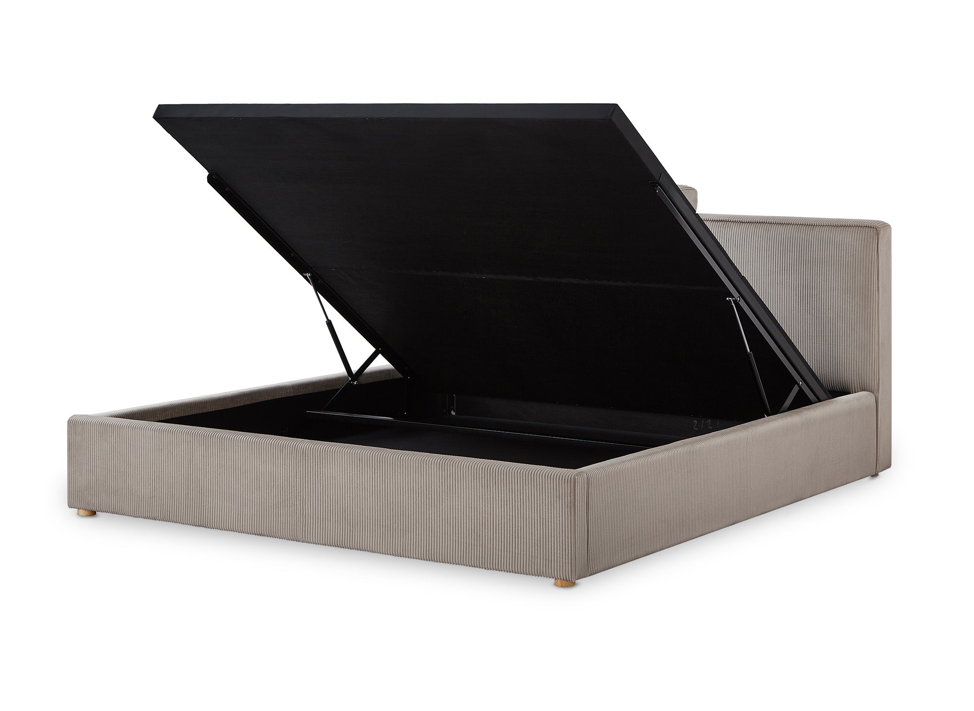 Cama de almacenaje ZELIA de 180x200 cm en pana color topo